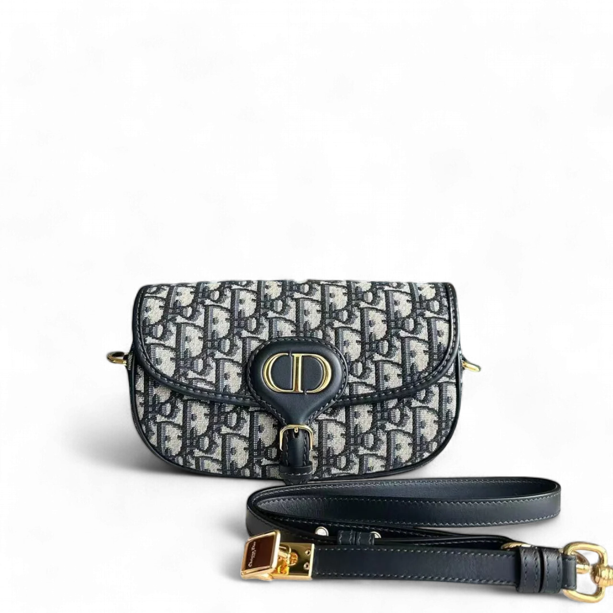 Dior Bobby East West Oblique Canvas Dark Blue Golden Hardware