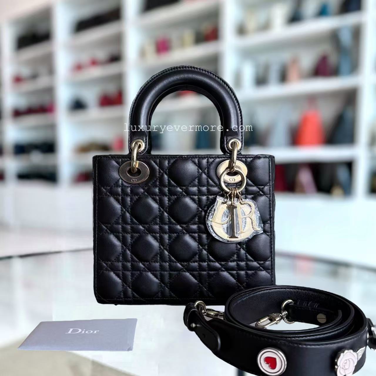 Dior Lady Small - Cannage Lambskin Black Gold Hardware