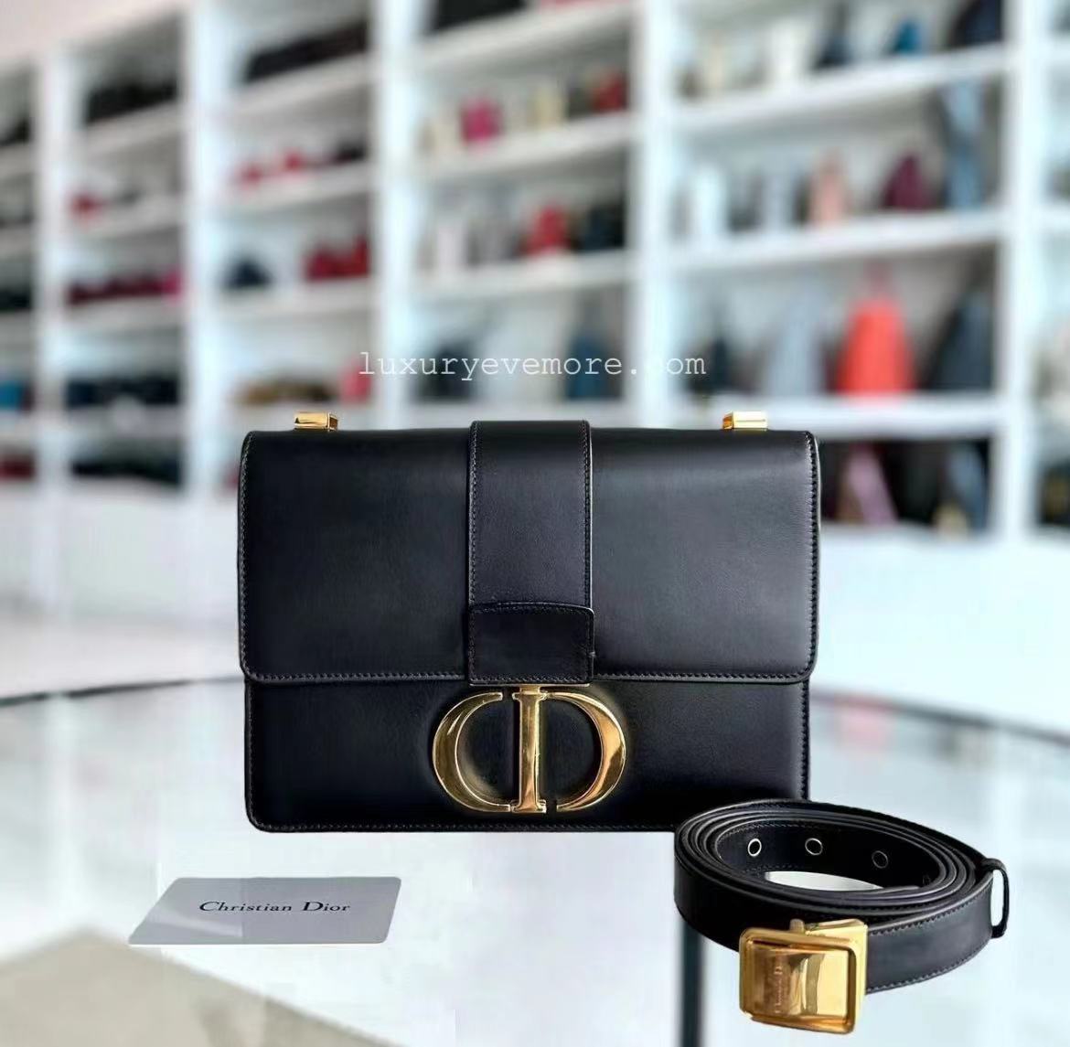 Dior 30 Montaigne Smooth Calfskin Black Golden Hardware