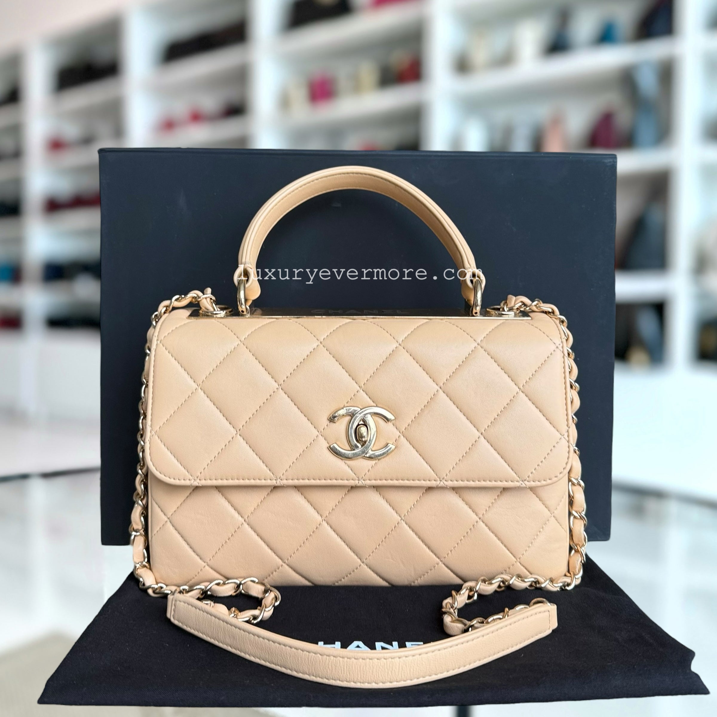 Chanel Trendy CC - Small 25CM Quilted Lambskin Beige Gold Hardware Series 26