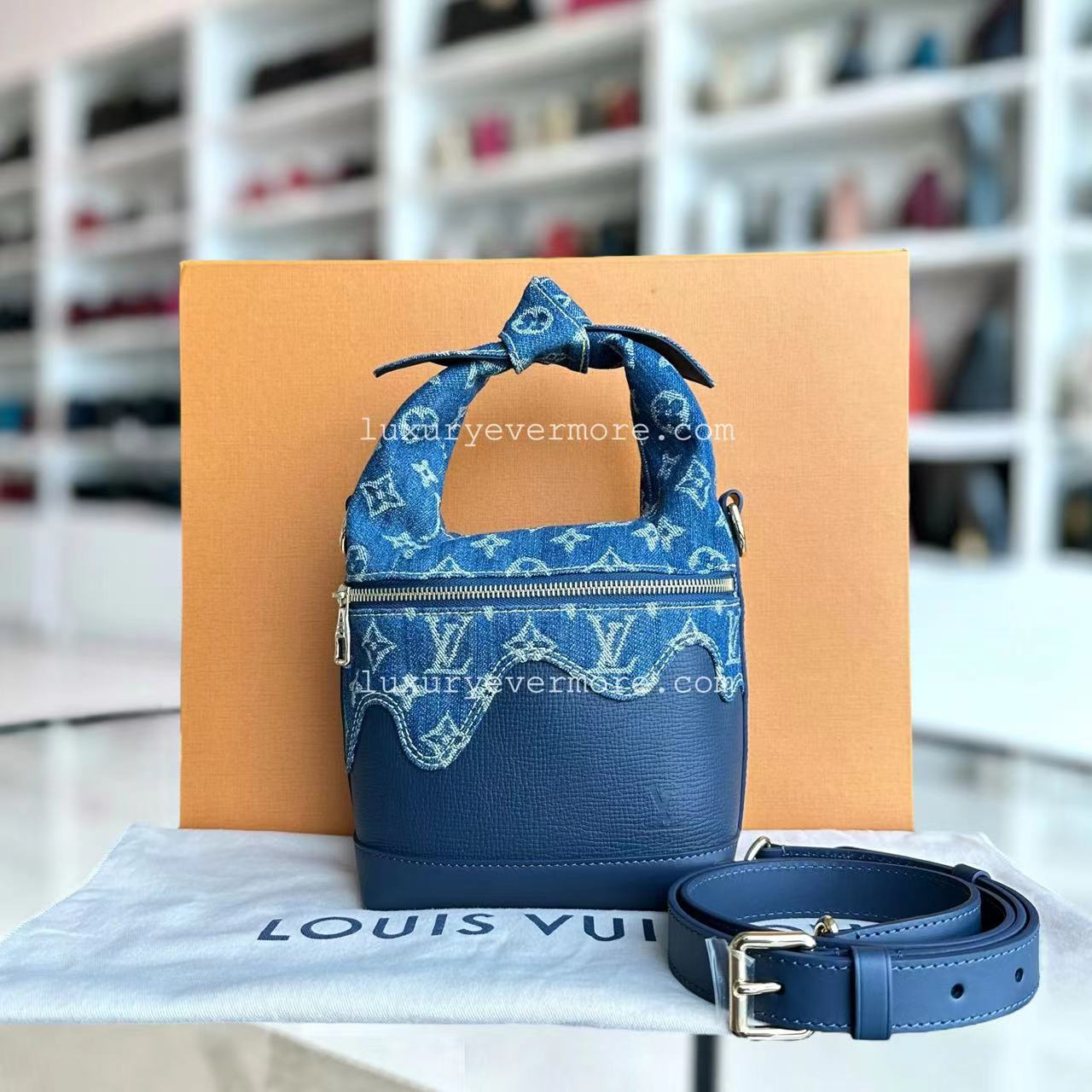 *Full Set, Receipt* Louis Vuitton LV Japanese Cruiser Denim Blue Handbag