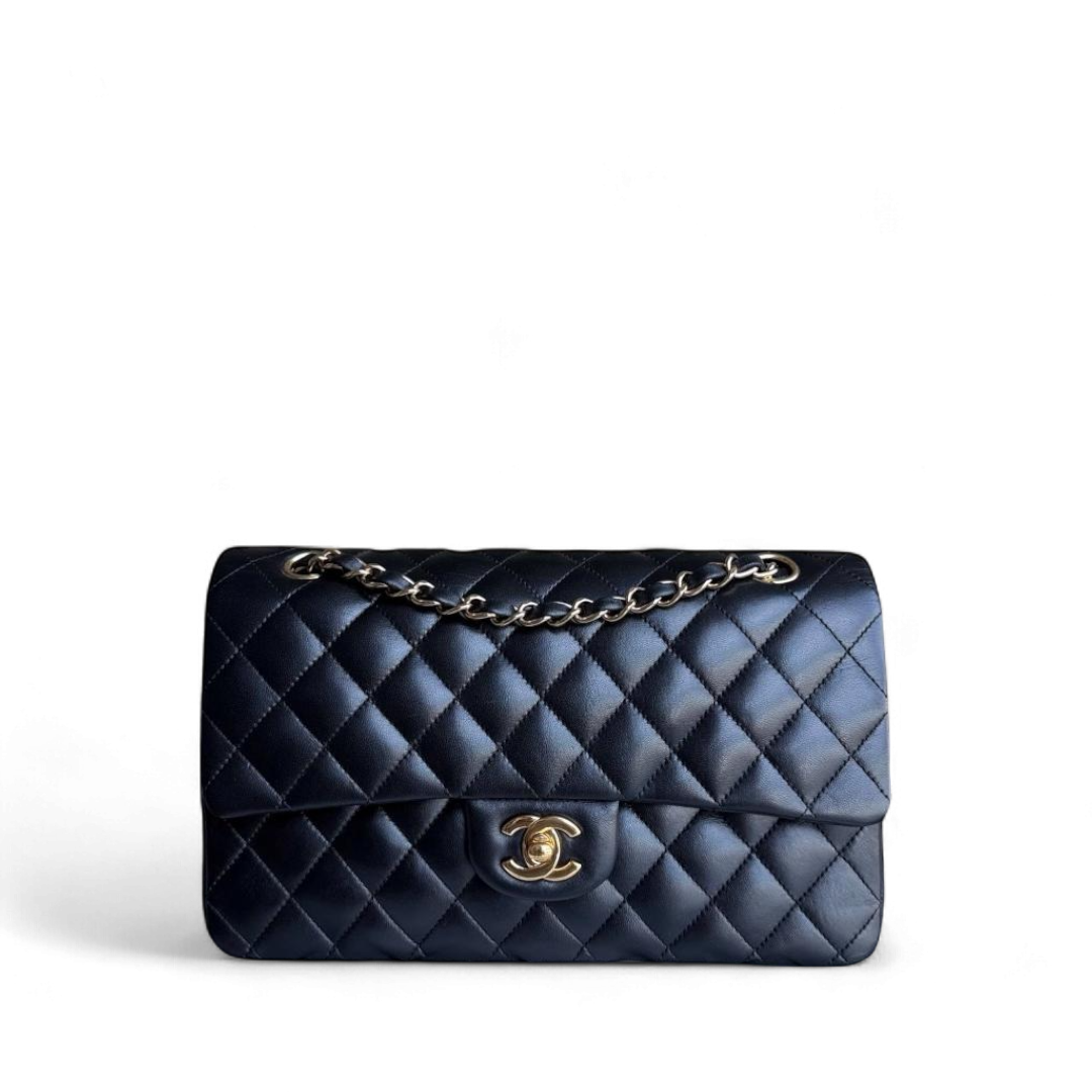 Chanel Classic Flap Medium - 25CM Quilted Lambskin Black Gold Hardware Series 13