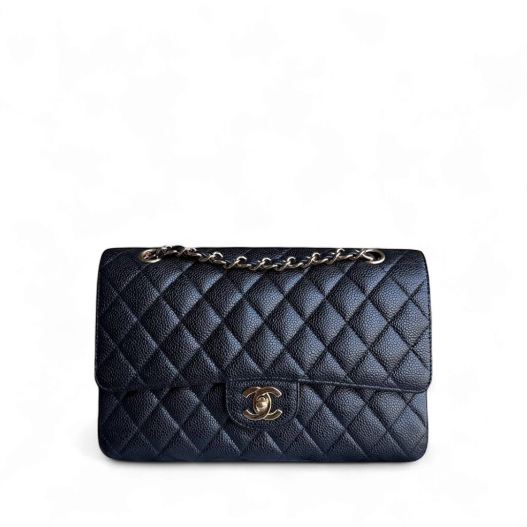 Chanel Classic Flap Medium - Caviar 25CM Quilted Grained Calfskin Black Gold Hardware Series 13