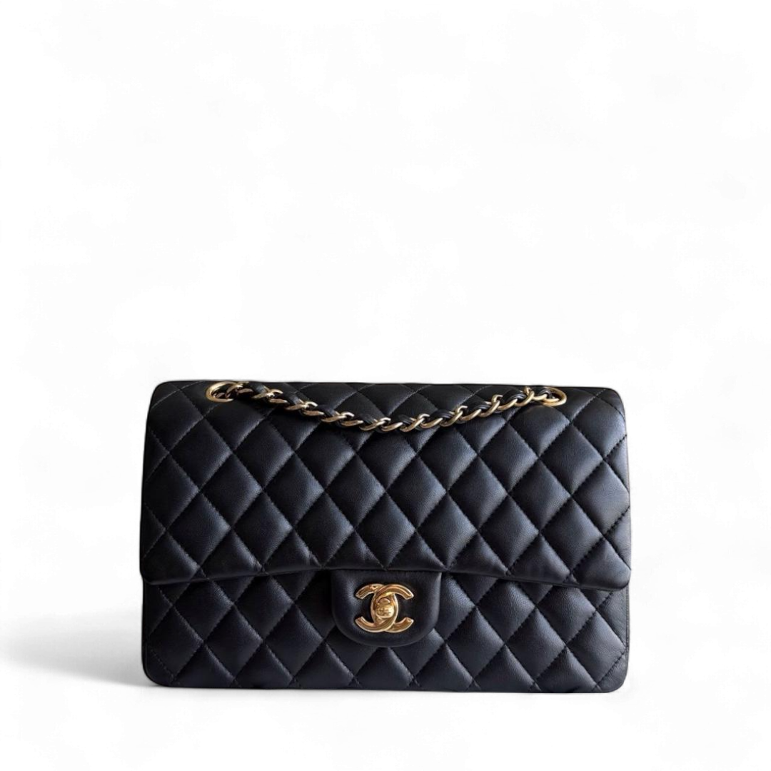 Chanel Classic Flap Medium - Quilted Lambskin Black Gold Hardware Series 24