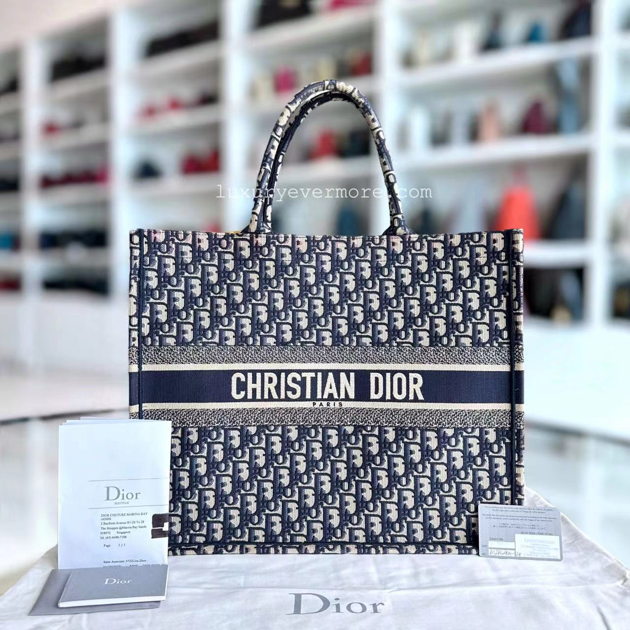 *Receipt* Dior Book Tote Large Canvas Monogram Dark Blue