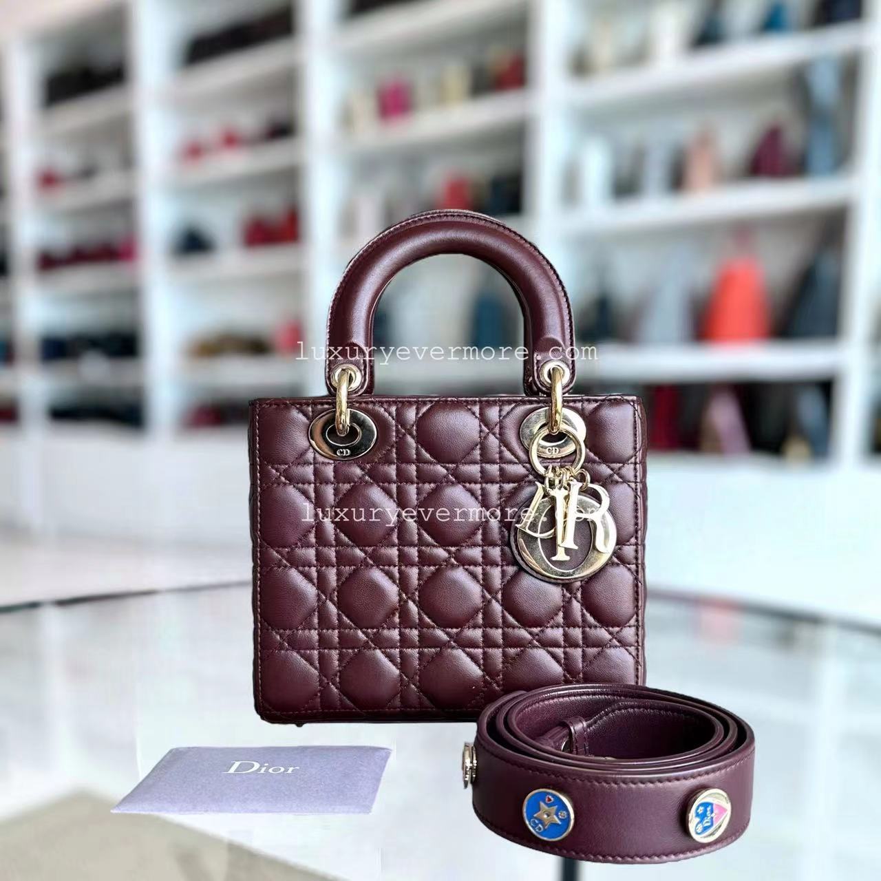 Lady Small Cannage Lambskin ABC MYABC Burgundy Golden Hardware