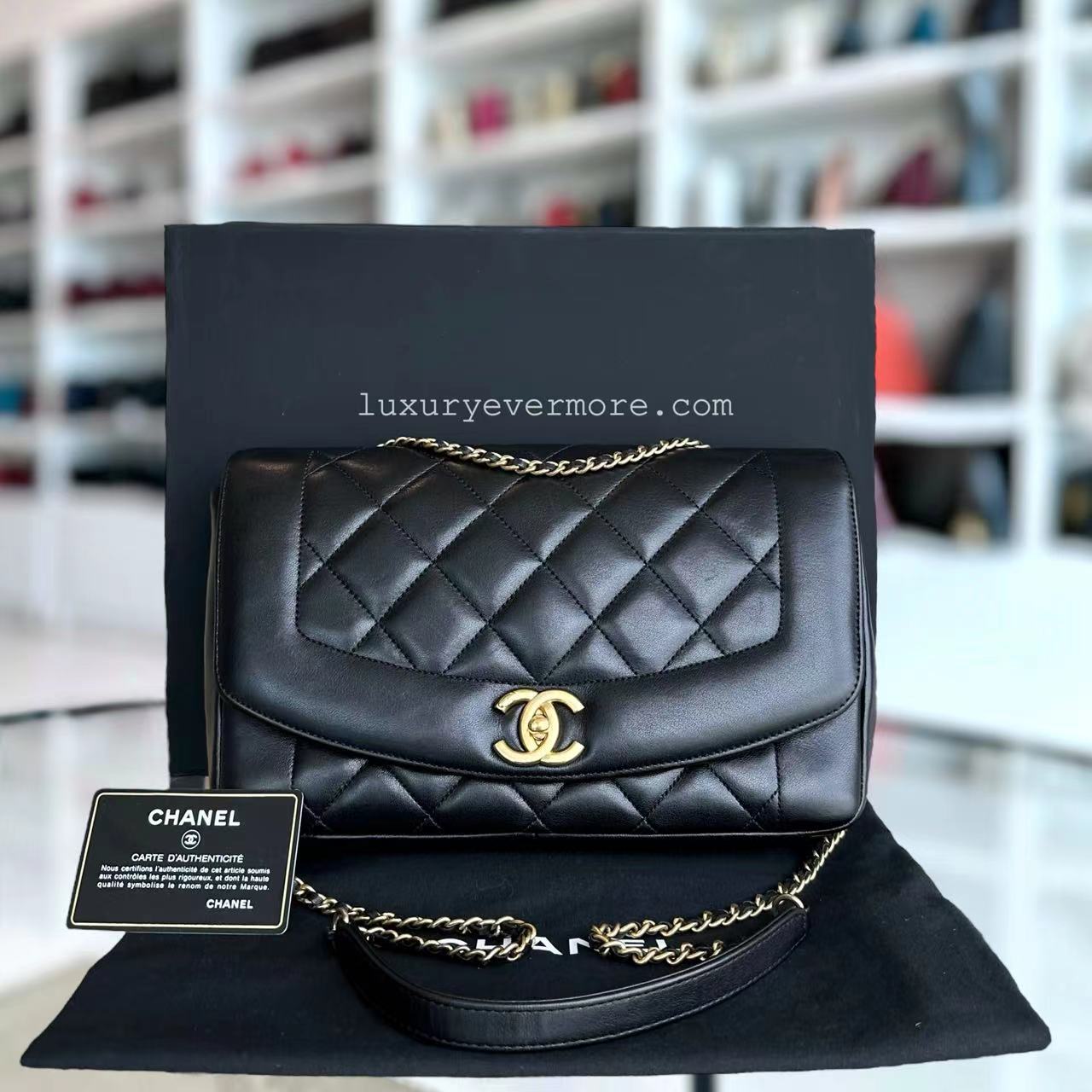 *Modern Reissue* Chanel Diana Modern Reissue 28CM Quilted Lambskin Black Golden Hardware Series 20