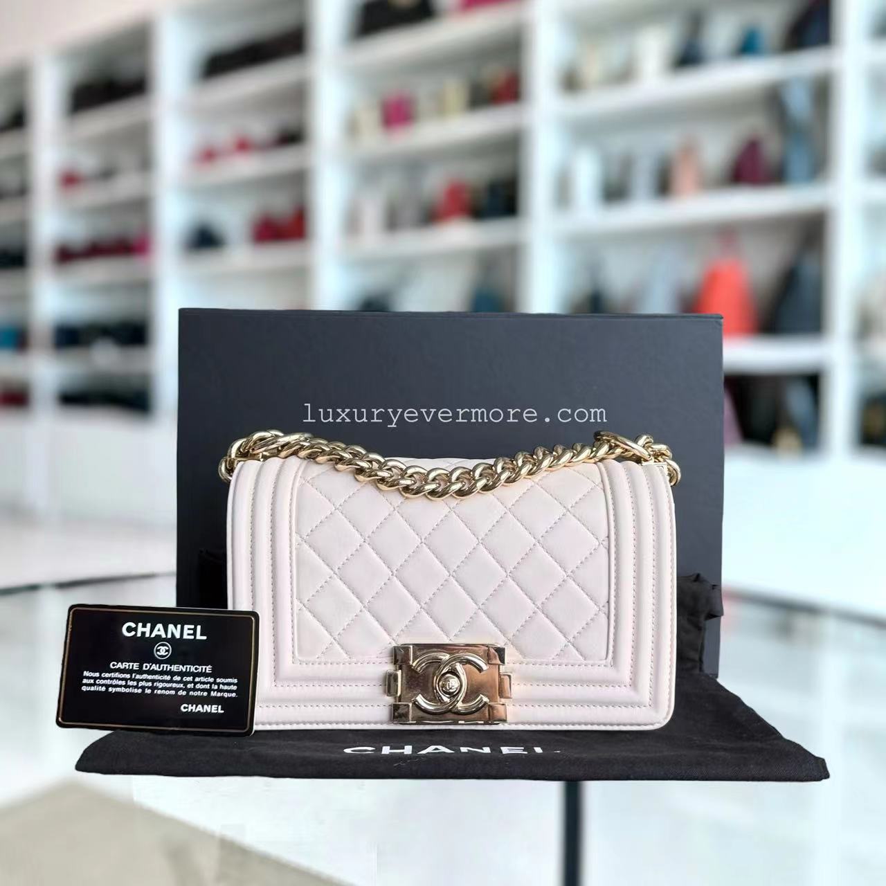 Chanel Boy Small -  Light Pink Quilted Lambskin Gold Hardware Series 22