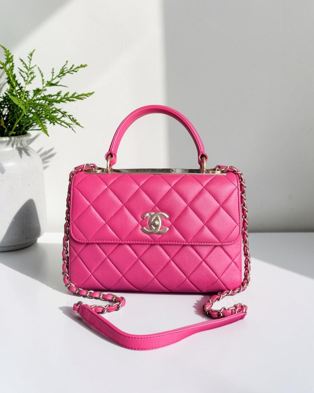 Chanel Trendy CC Small - Quilted Lambskin Hot Pink Gold Hardware Series 26