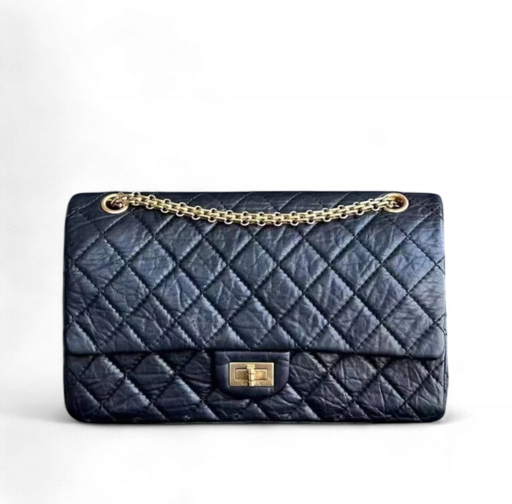 Chanel 2.55 226 Reissue 28CM Quilted Aged Calfskin Black Golden Hardware