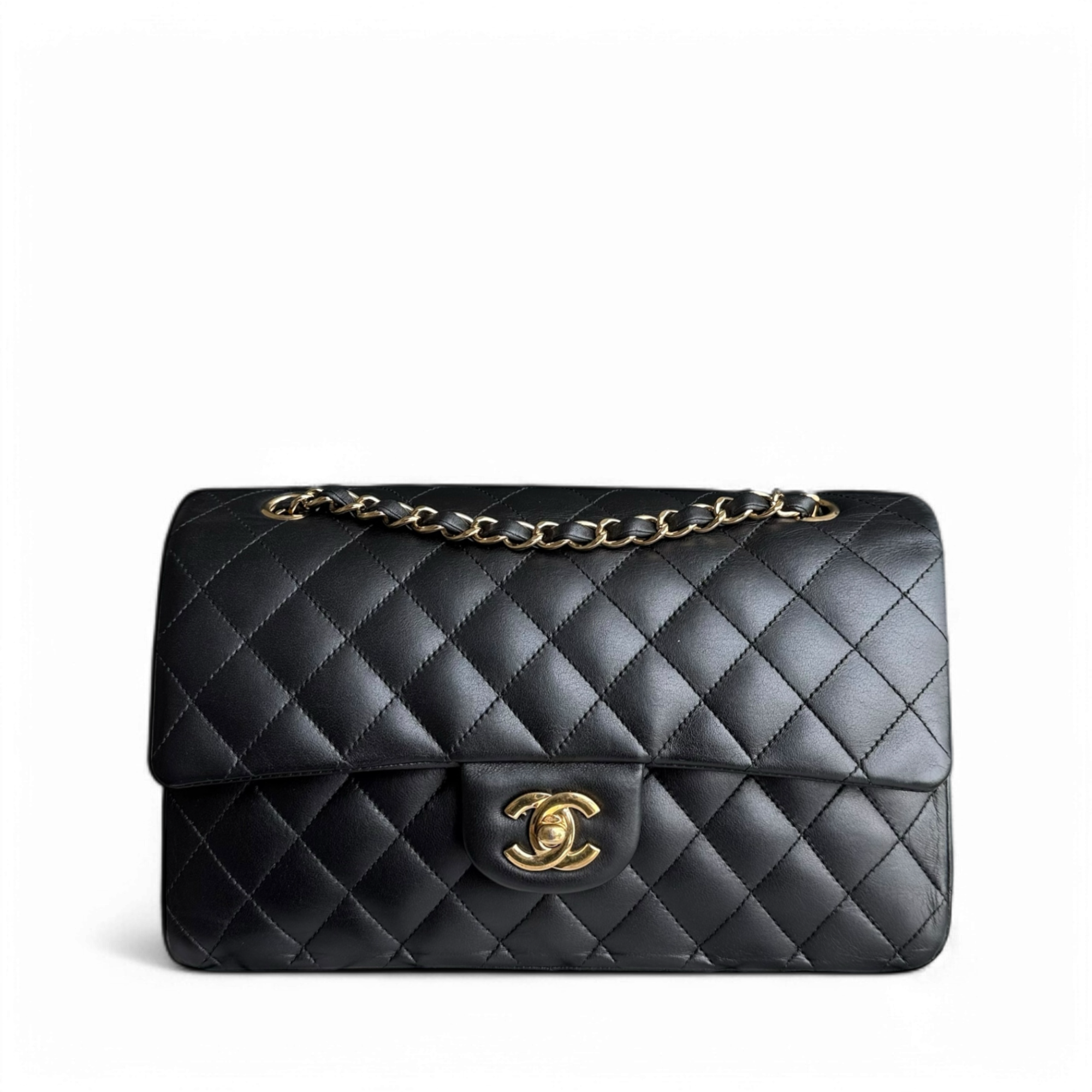 Chanel Classic Flap Medium - 25CM Quilted Lambskin Black Gold Hardware Series 14