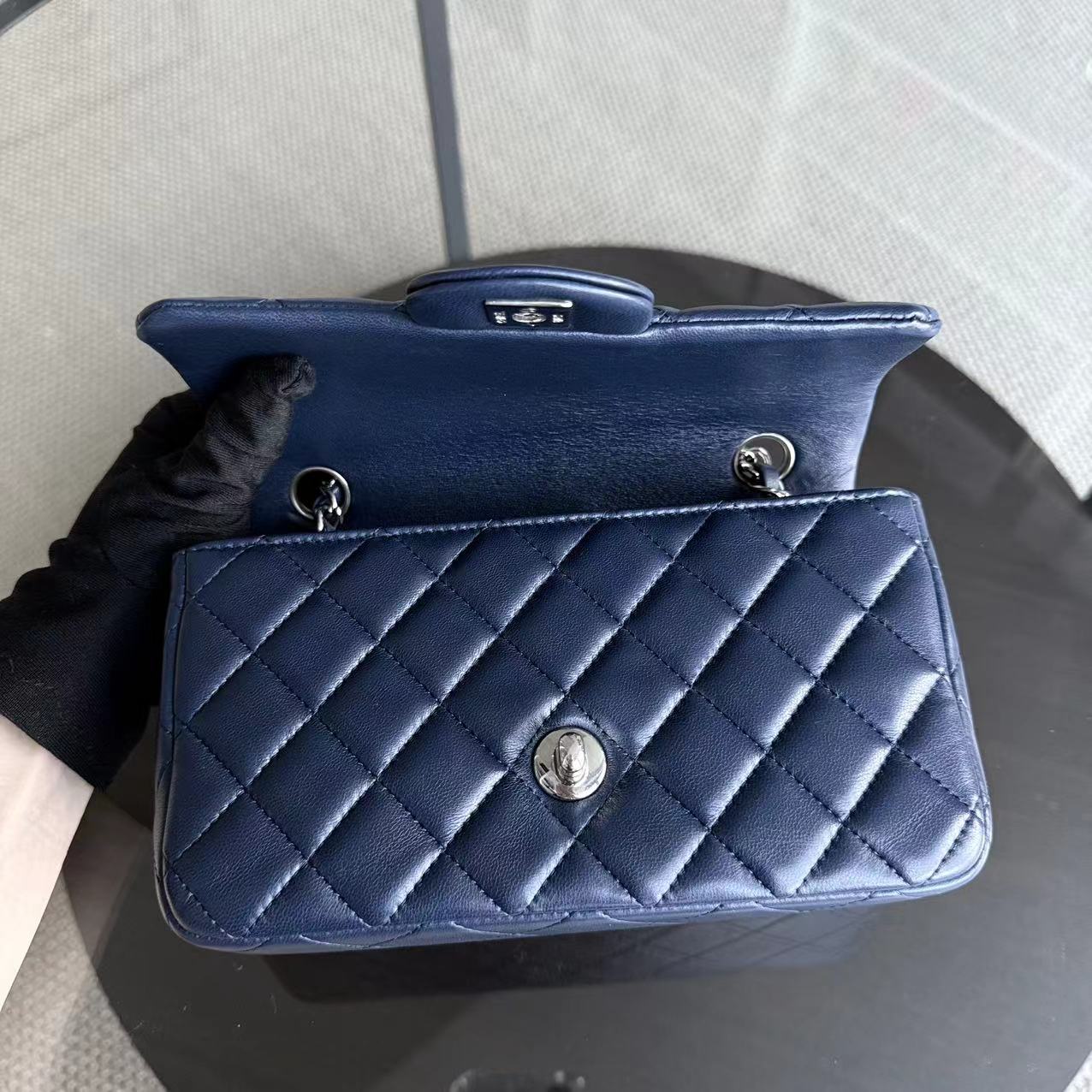 Chanel Classic Flap Mini Rectangle Quilted Lambskin Dark Navy Blue Series 28