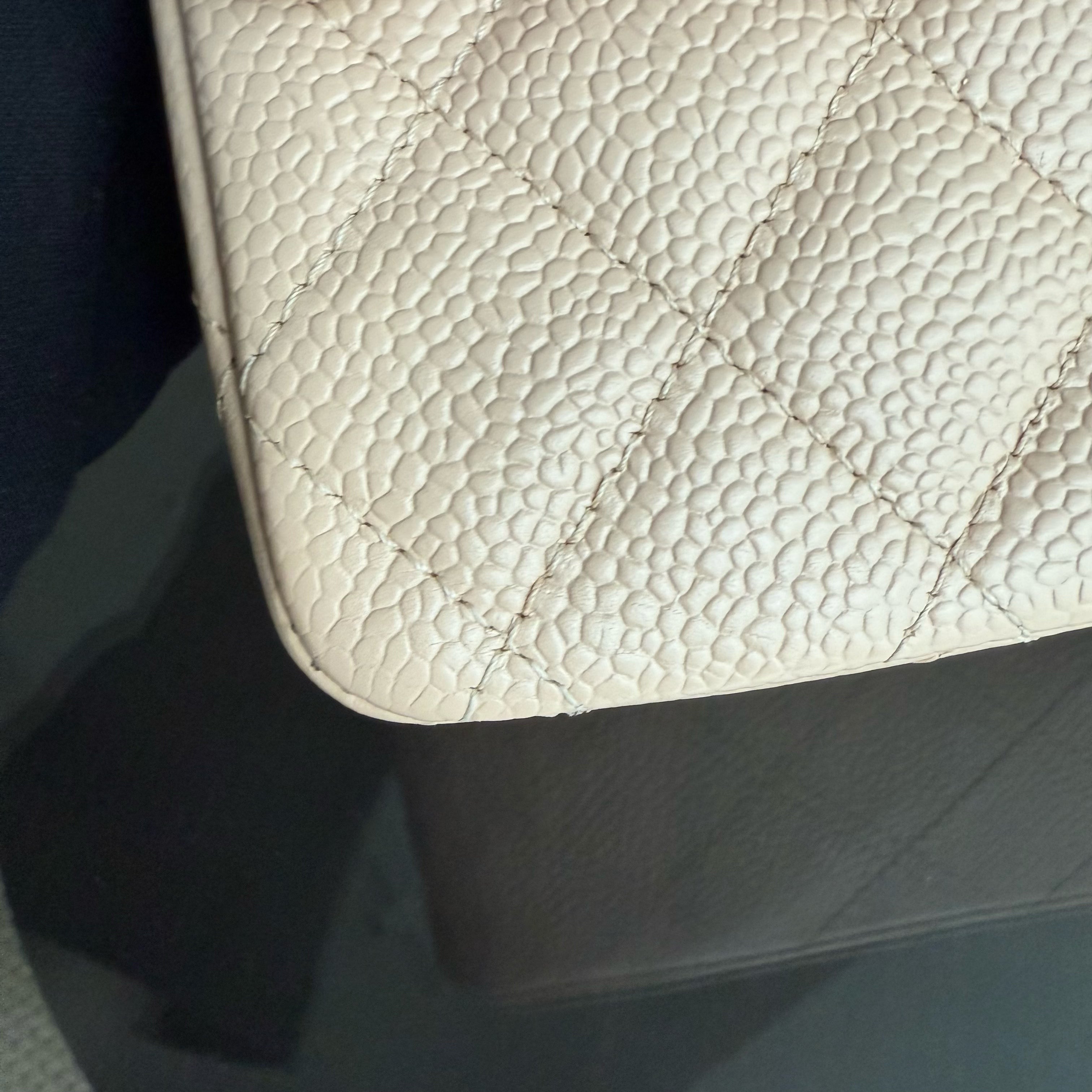 Chanel Classic Flap Medium - Caviar 25CM Quilted Beige 24K Gold Hardware Series 12