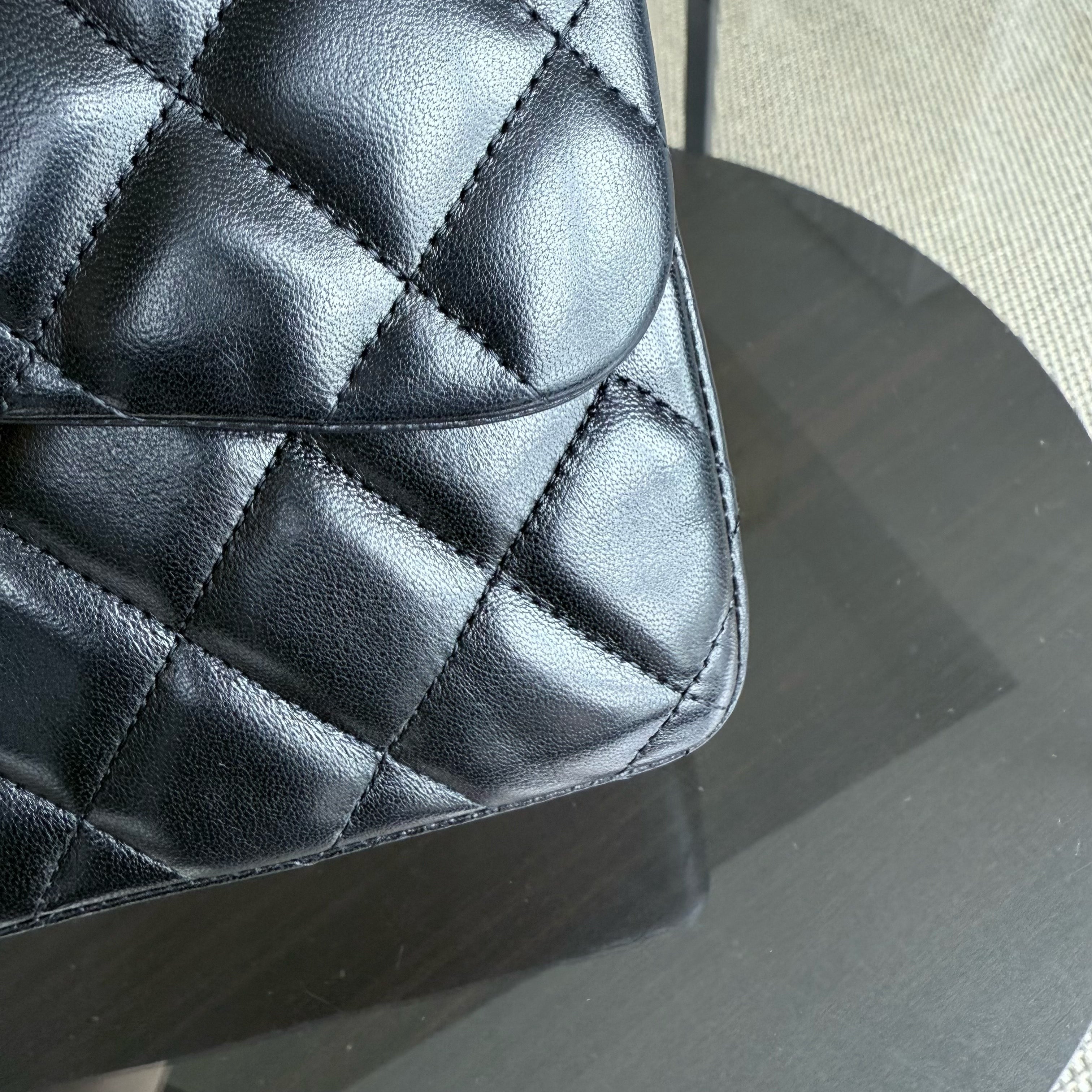 Chanel Classic Flap Jumbo - Double Flap Lambskin 30CM Quilted Lambskin Black Gold Hardware Series 14