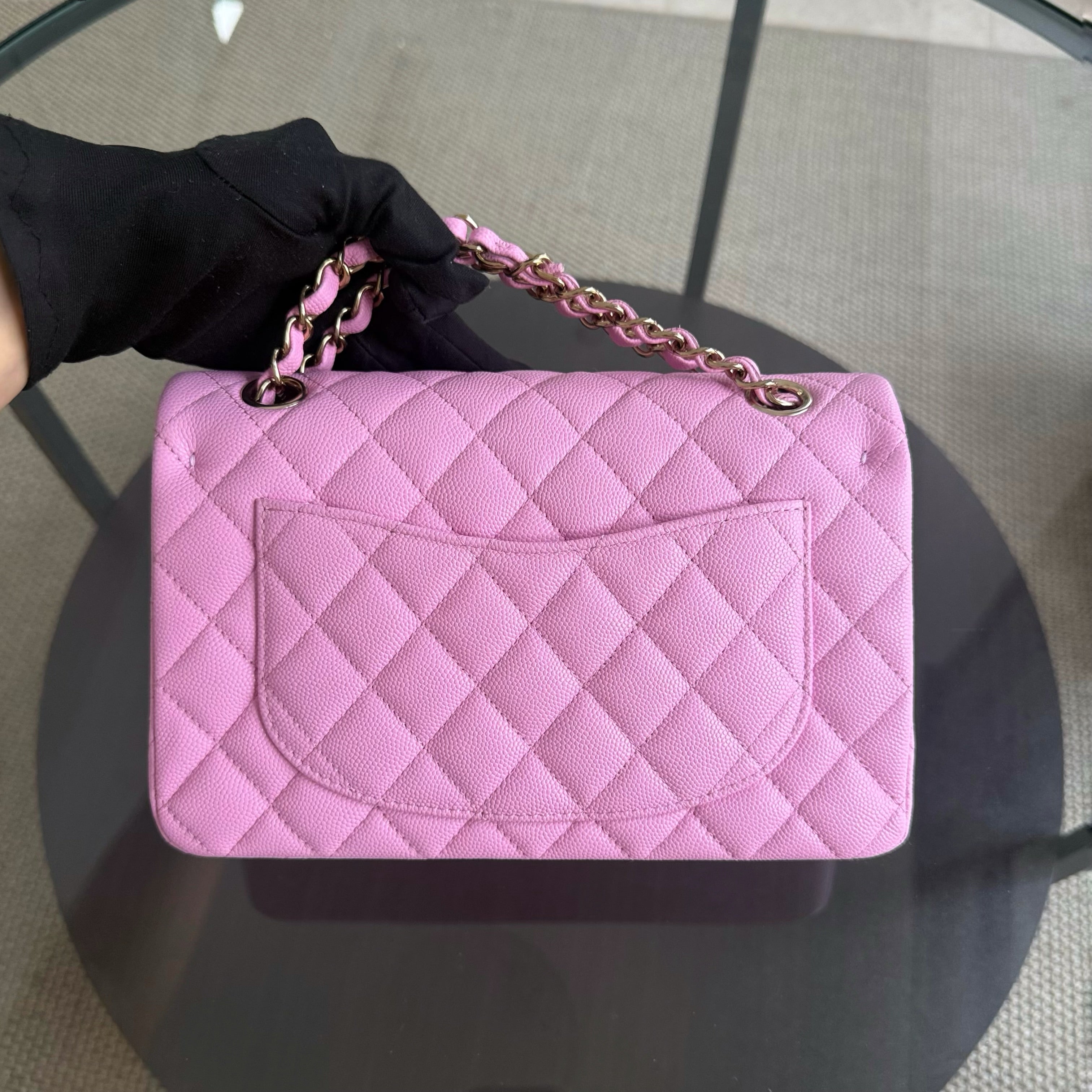 Chanel Classic Flap Small - Caviar 23CM Quilted Barbie Pink Light Gold Hardware Microchip