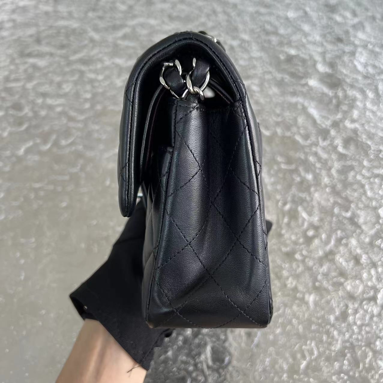 *2019 Receipt* Chanel Small Classic Flap Double Flap 23CM Quilted Lambskin Black Silver Hardware Series 27 - Luxury Evermore