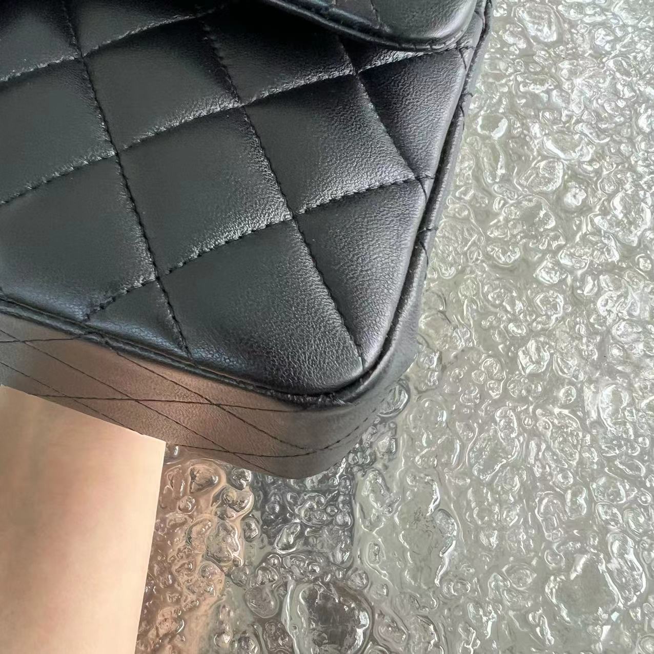 *2019 Receipt* Chanel Small Classic Flap Double Flap 23CM Quilted Lambskin Black Silver Hardware Series 27 - Luxury Evermore