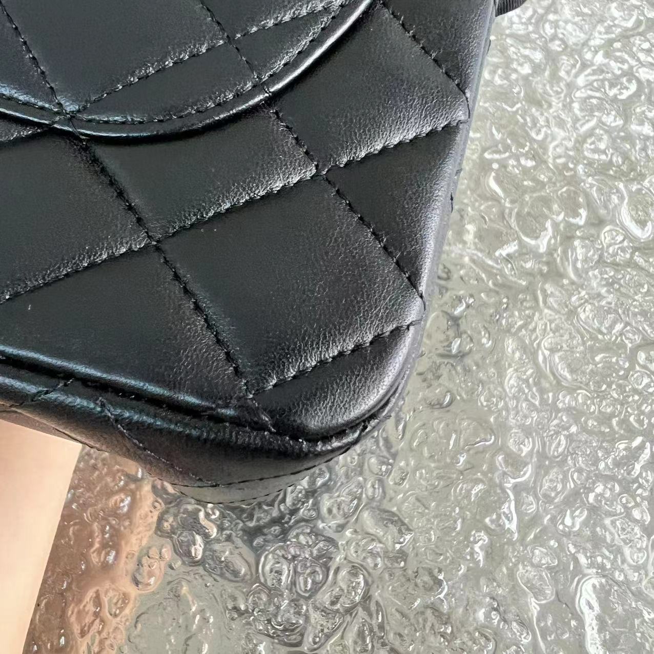 *2019 Receipt* Chanel Small Classic Flap Double Flap 23CM Quilted Lambskin Black Silver Hardware Series 27 - Luxury Evermore