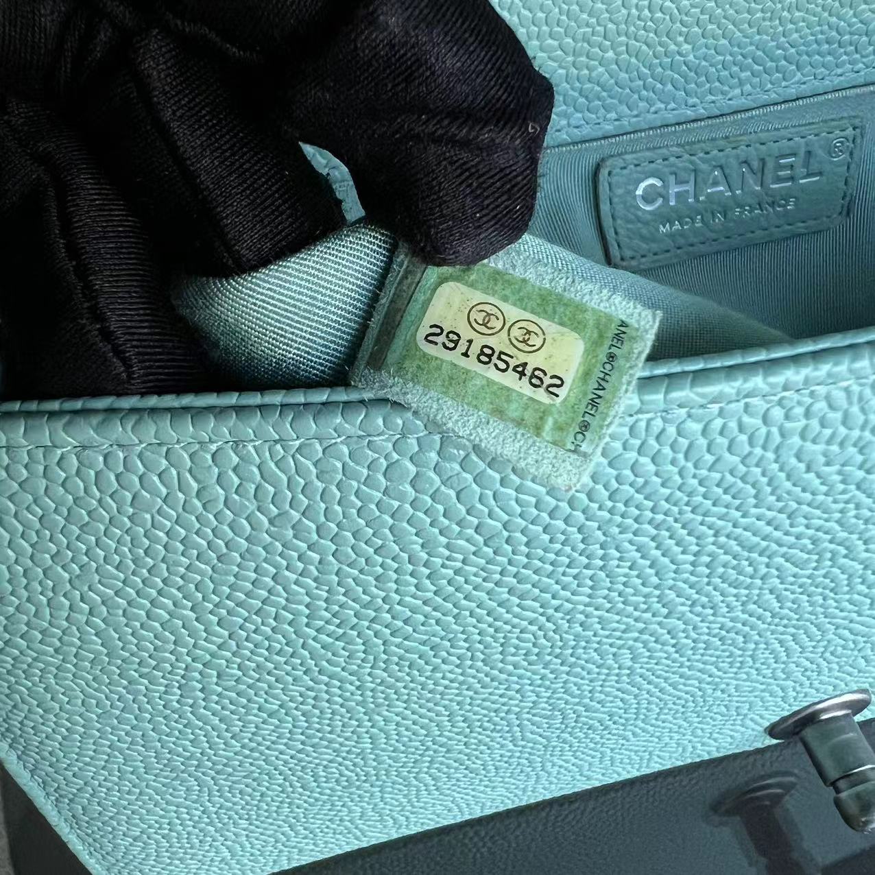 *2019, Series 29* Chanel Caviar Boy Old Medium 25CM Chevron Grained Calfskin Light Baby Blue No 29 - Luxury Evermore