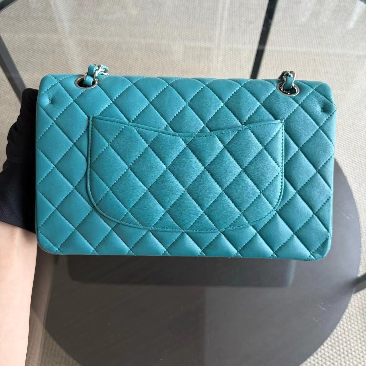 Chanel Classic Flap Medium - 25CM Quilted Lambskin Blue Silver Hardware Series 20