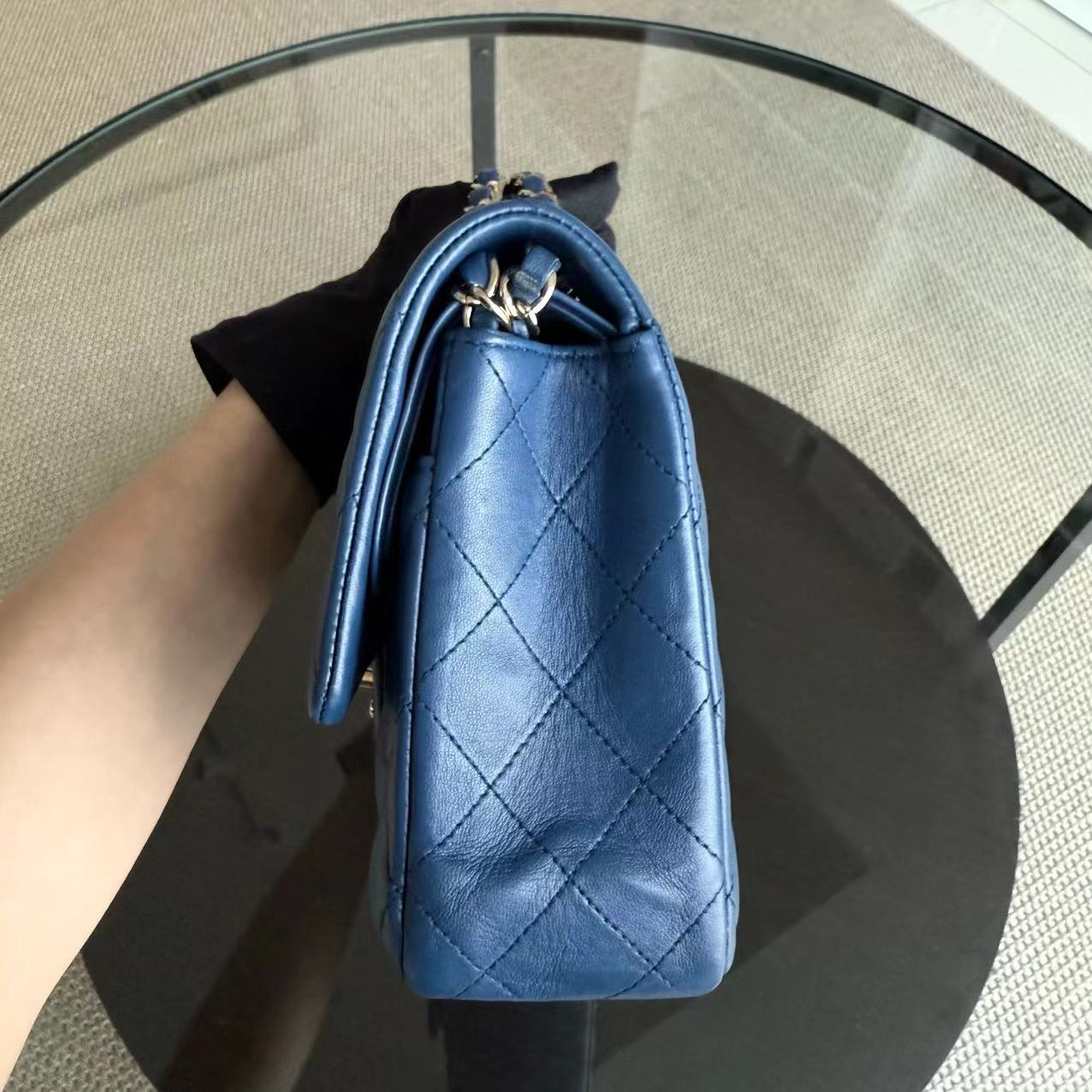 Chanel Classic Flap Medium - 25CM Quilted Lambskin Dark Blue Gold Hardware Series 25