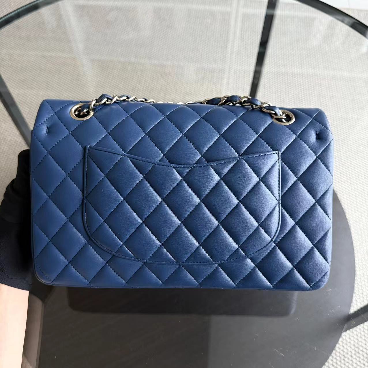 Chanel Classic Flap Medium - 25CM Quilted Lambskin Dark Blue Gold Hardware Series 25