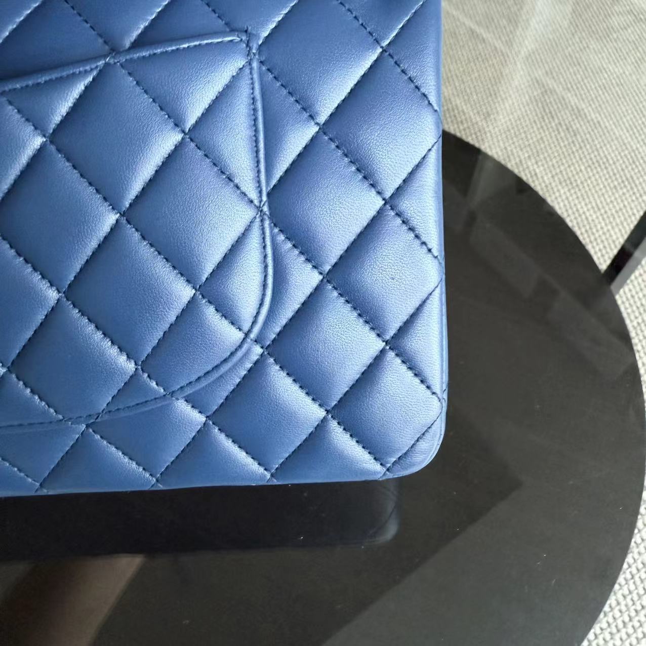 Chanel Classic Flap Medium - 25CM Quilted Lambskin Dark Blue Gold Hardware Series 25