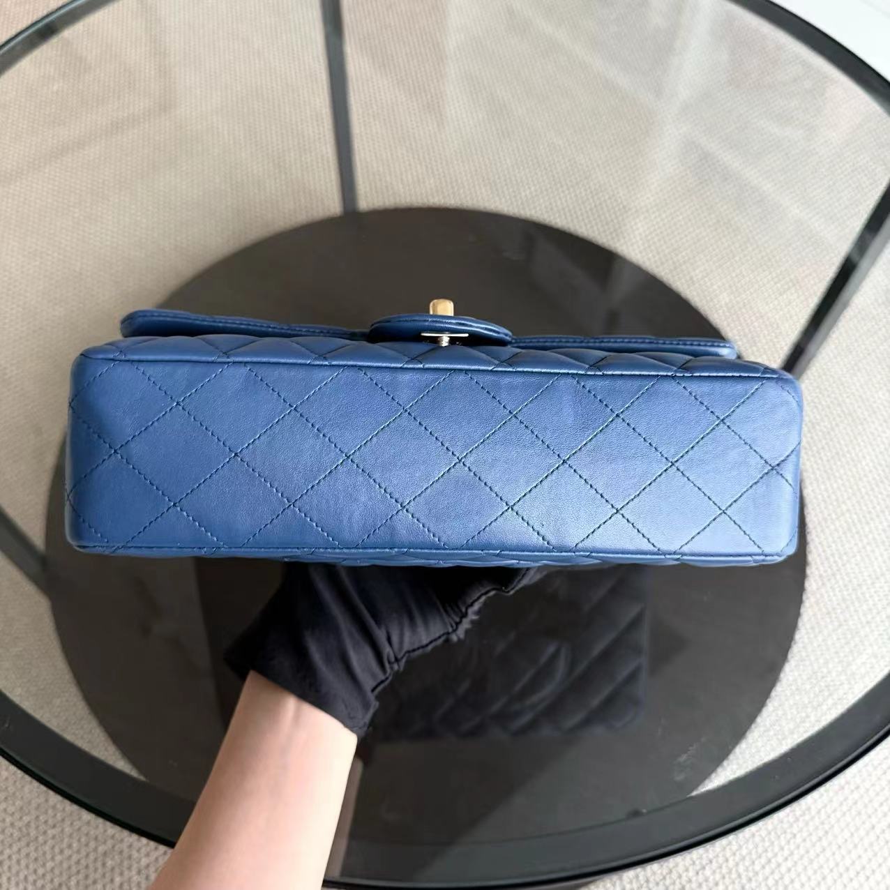 Chanel Classic Flap Medium - 25CM Quilted Lambskin Dark Blue Gold Hardware Series 25