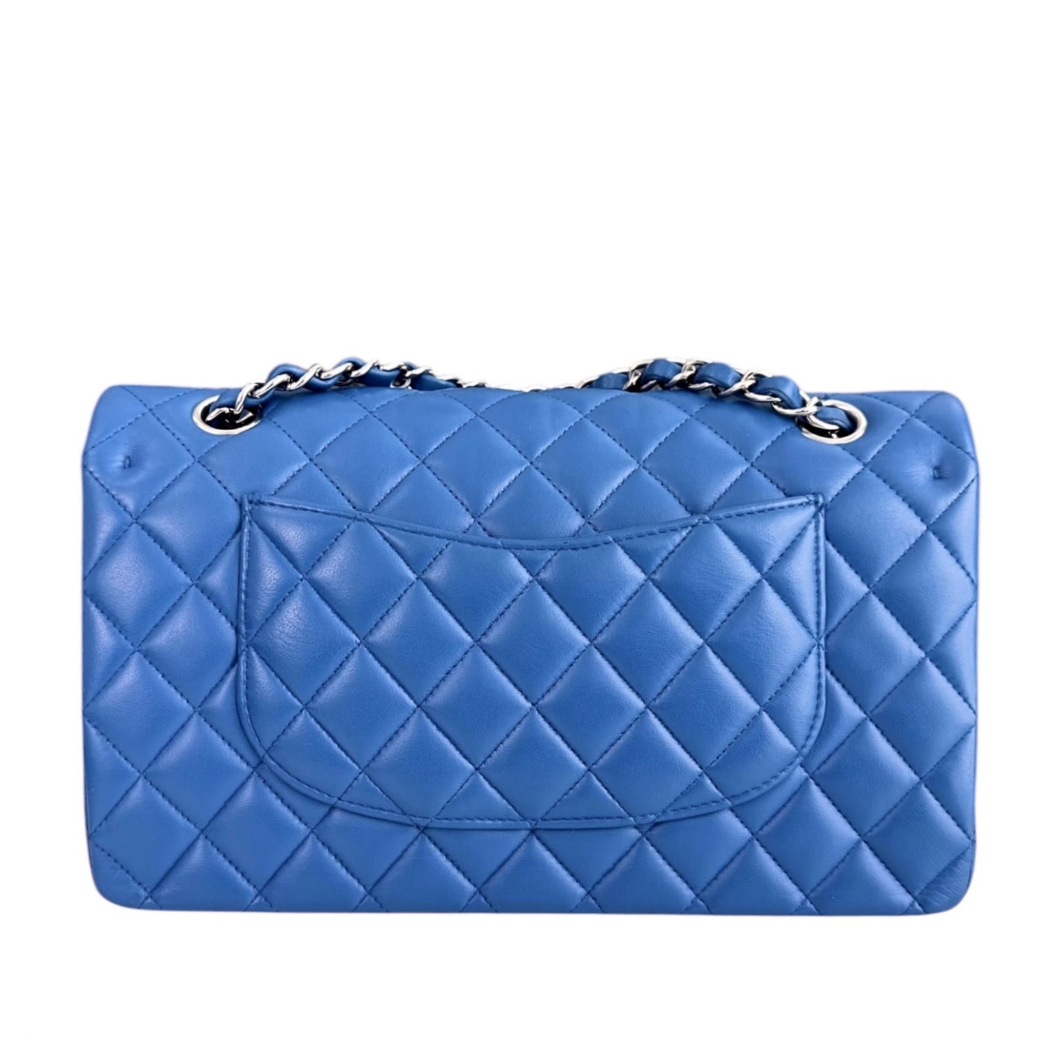 Chanel Classic Flap Medium - 25CM Quilted Lambskin Blue Silver Hardware Series 22