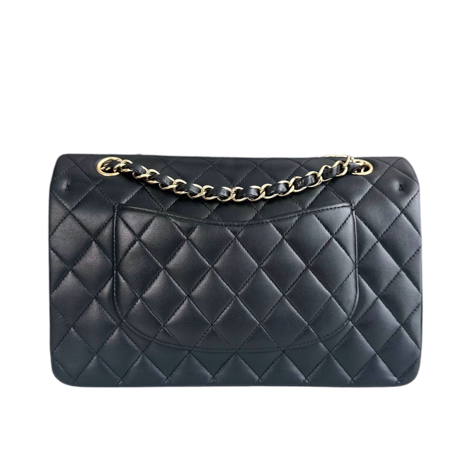 Chanel Classic Flap Medium - 25CM Quilted Lambskin Black Gold Hardware Series 12