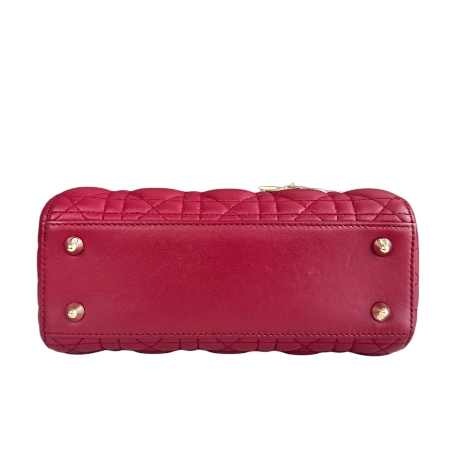 Dior Lady Small - Cannage Lambskin Red Gold Hardware