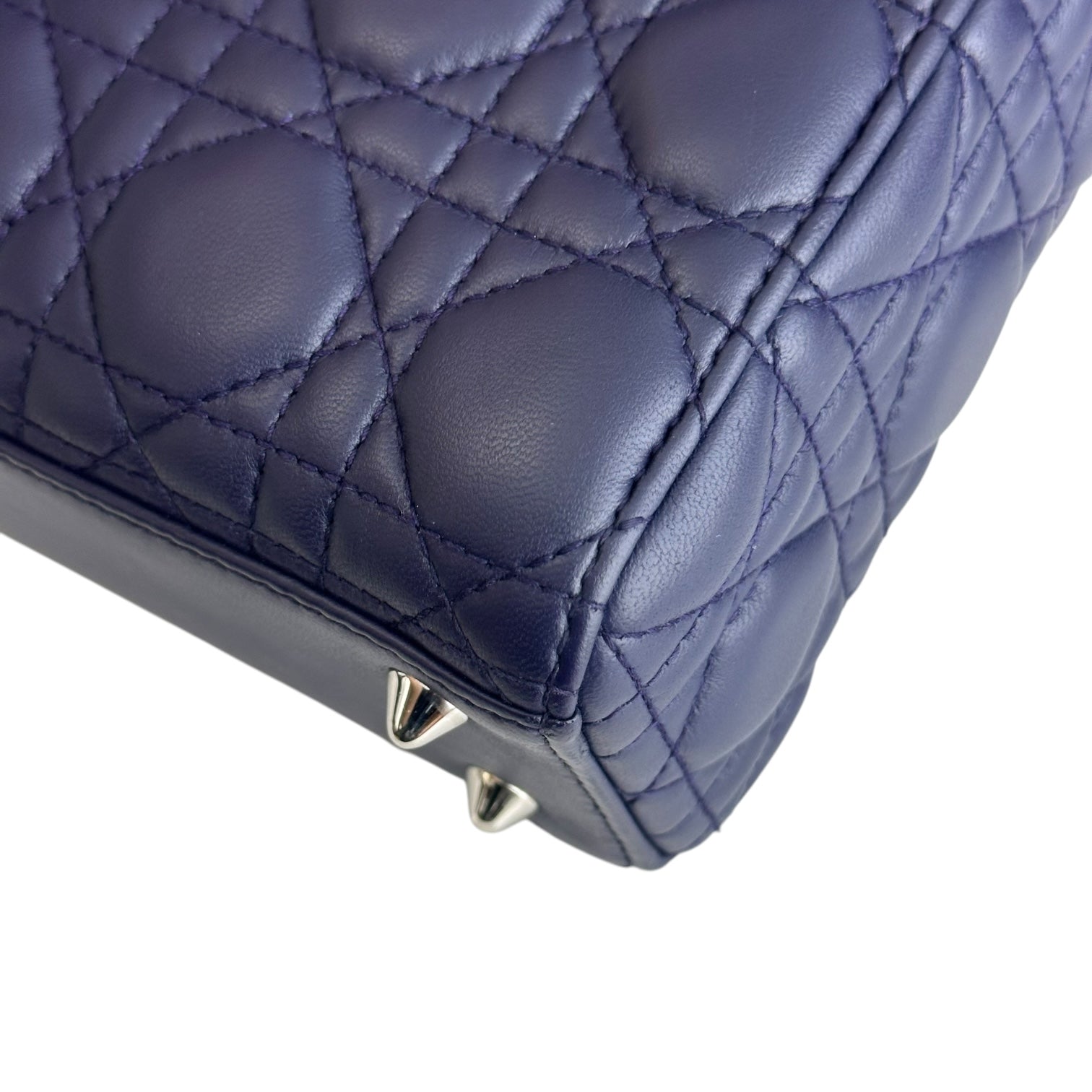 Dior Lady Small - Cannage Lambskin Dark Purple Blue Silver Hardware