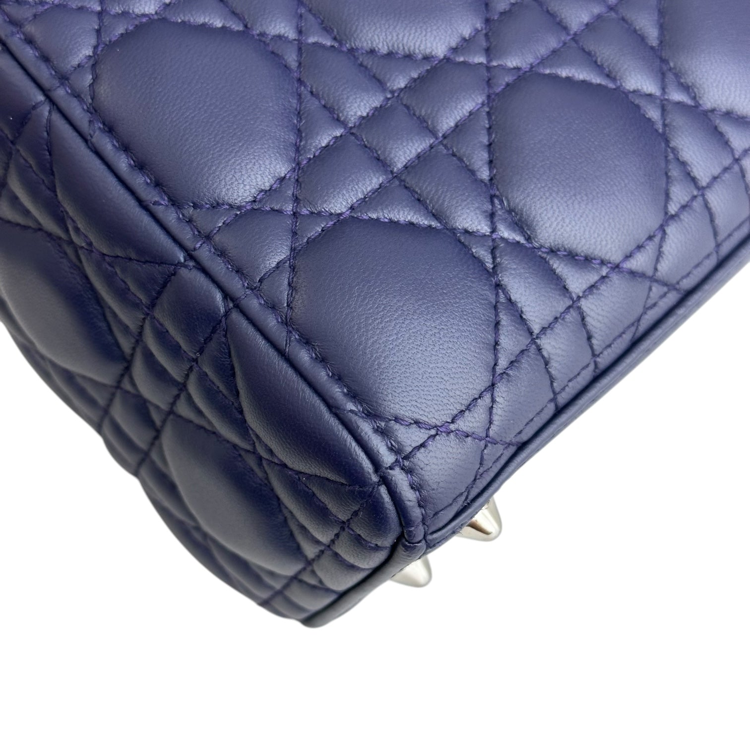 Dior Lady Small - Cannage Lambskin Dark Purple Blue Silver Hardware