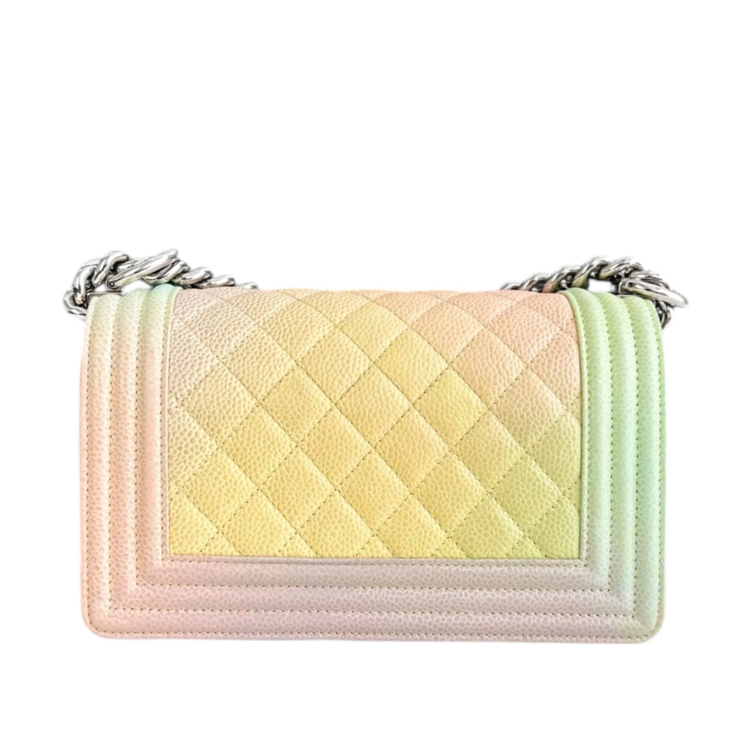 Chanel Boy Small - Caviar Raibow 20CM Quilted Silver Hardware Series 25