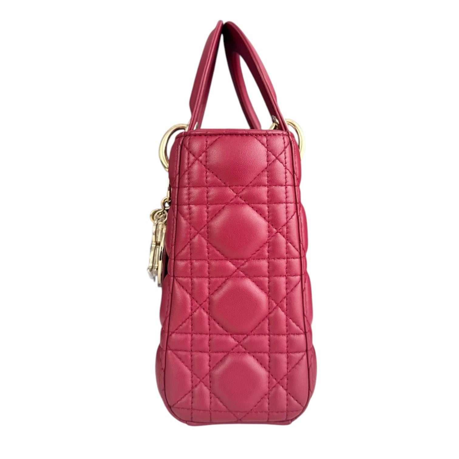 Dior Lady Small - Cannage Lambskin Red Gold Hardware