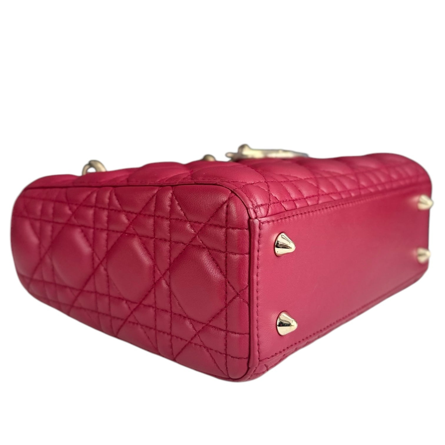 Dior Lady Small - Cannage Lambskin Red Gold Hardware