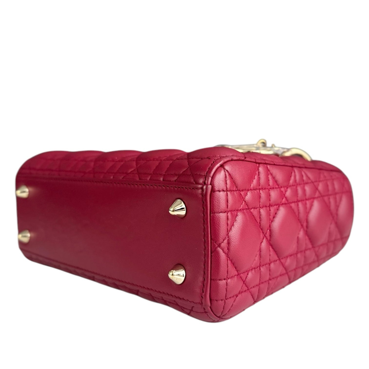 Dior Lady Small - Cannage Lambskin Red Gold Hardware