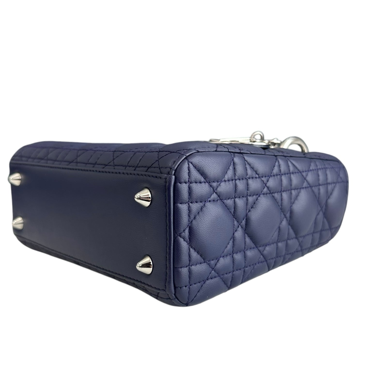 Dior Lady Small - Cannage Lambskin Dark Purple Blue Silver Hardware