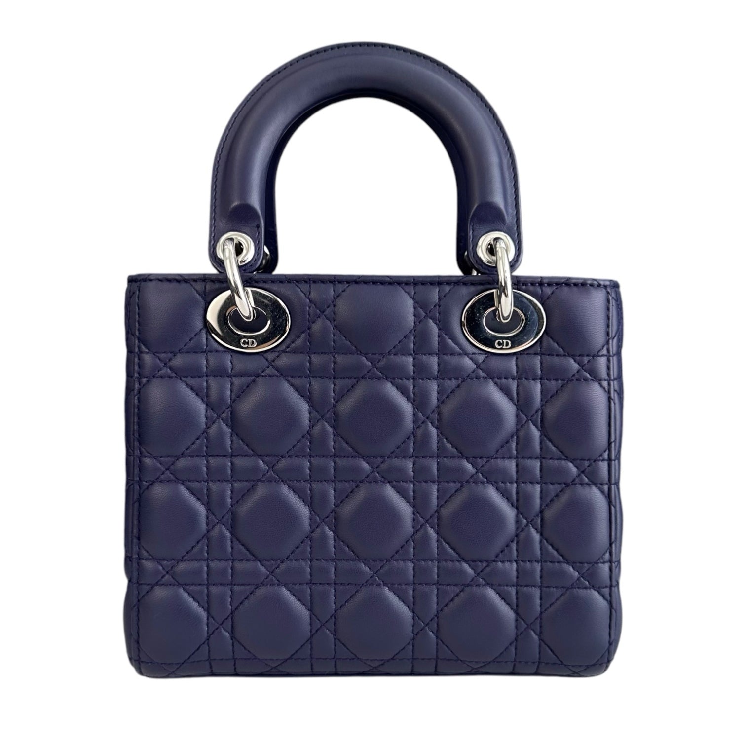 Dior Lady Small - Cannage Lambskin Dark Blue Silver Hardware