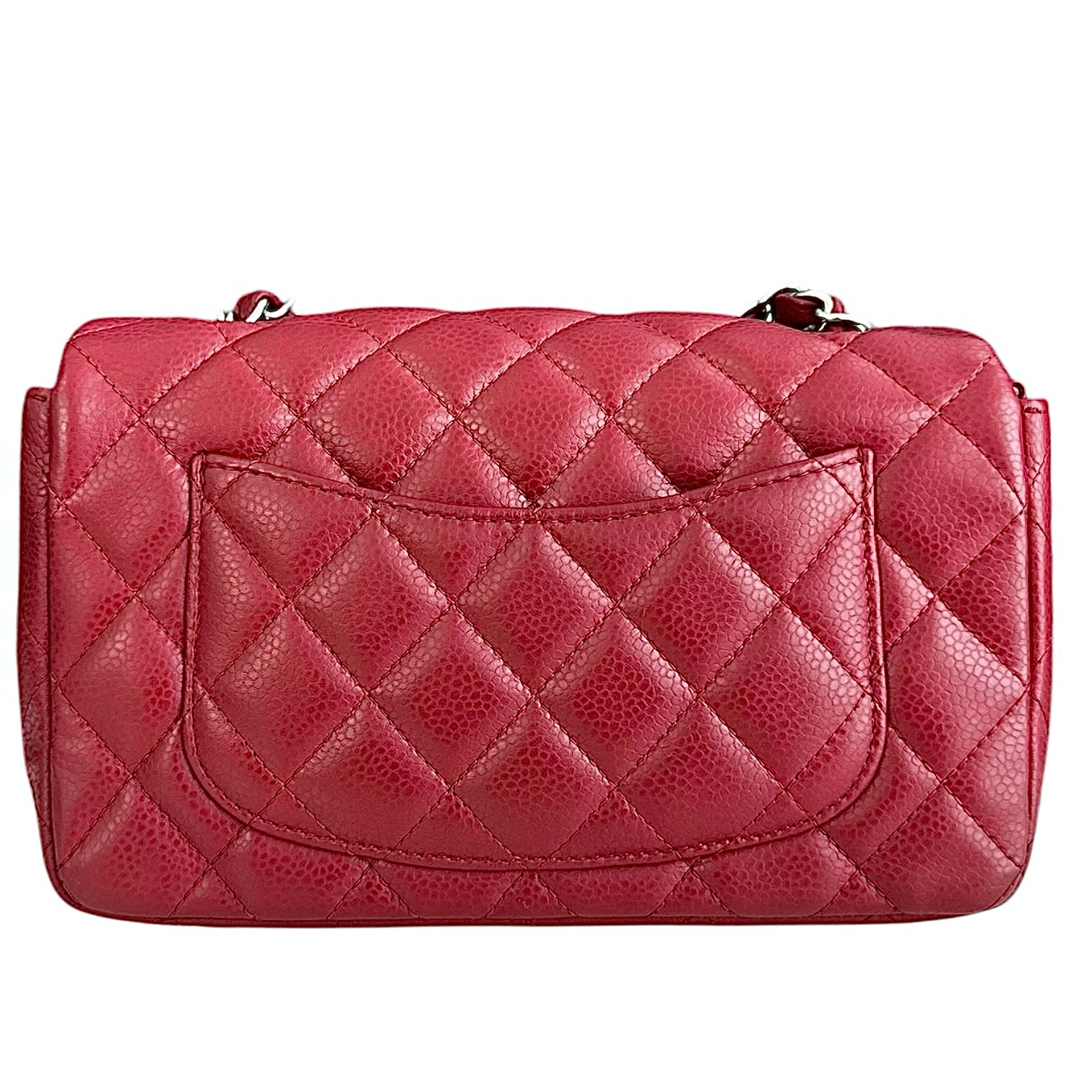 Chanel Classic Flap Mini - Caviar 20CM Quilted Dark Red Silver Hardware 17