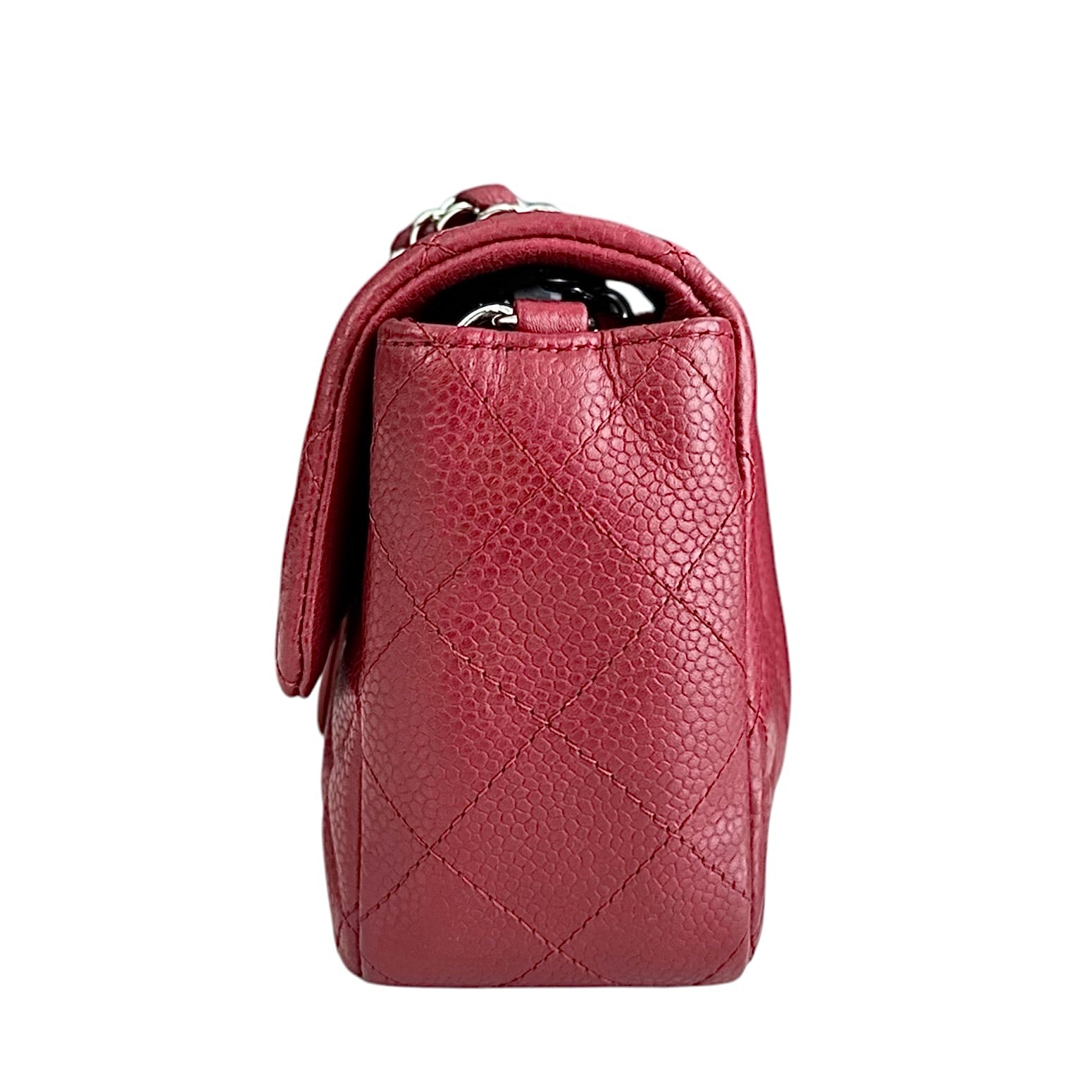 Chanel Classic Flap Mini - Caviar 20CM Quilted Dark Red Silver Hardware 17