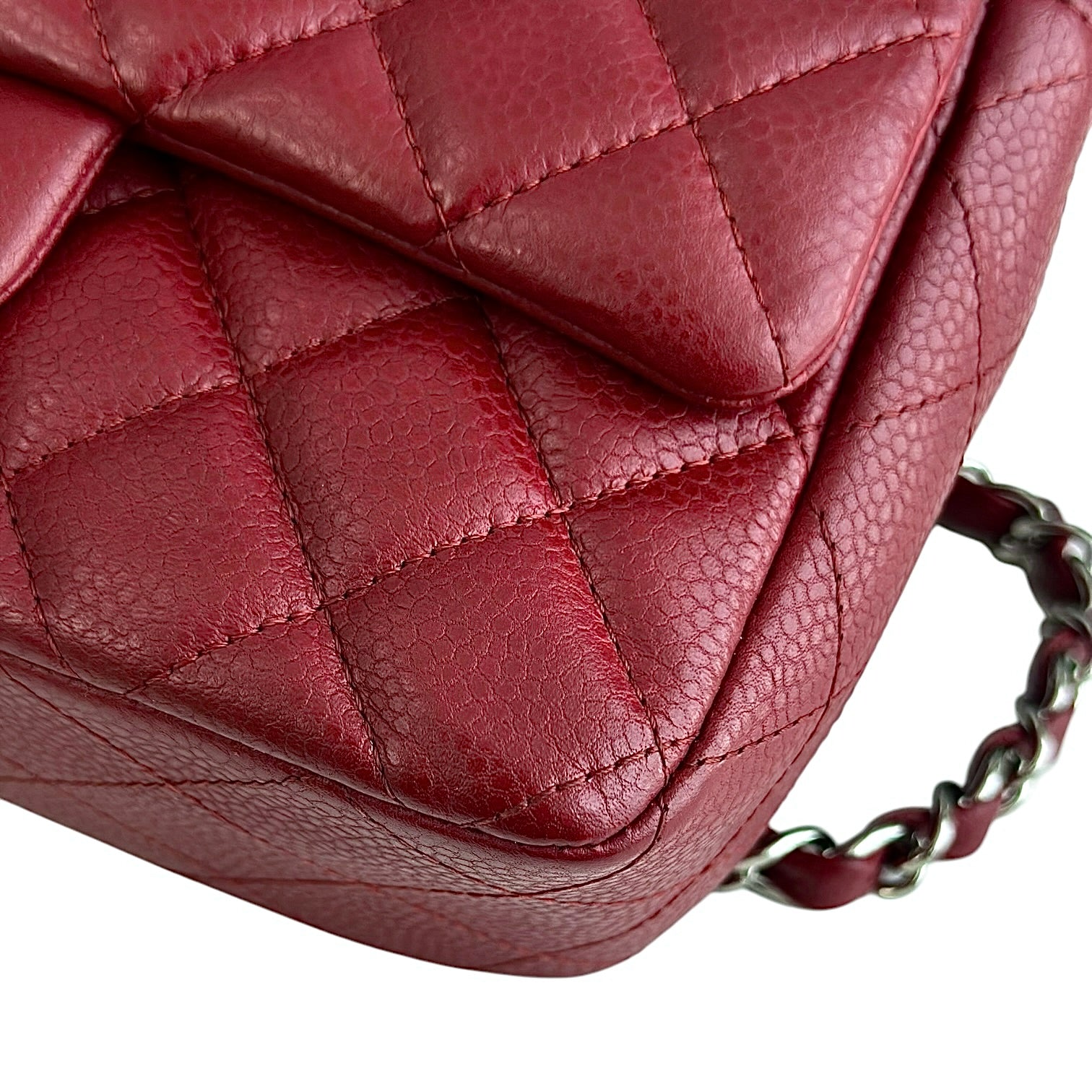 Chanel Classic Flap Mini - Caviar 20CM Quilted Dark Red Silver Hardware 17