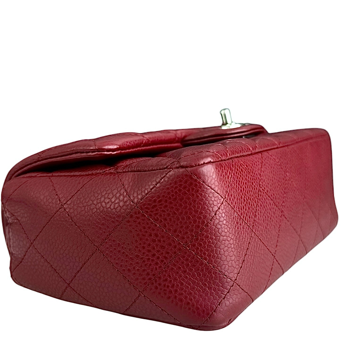 Chanel Classic Flap Mini - Caviar 20CM Quilted Dark Red Silver Hardware 17