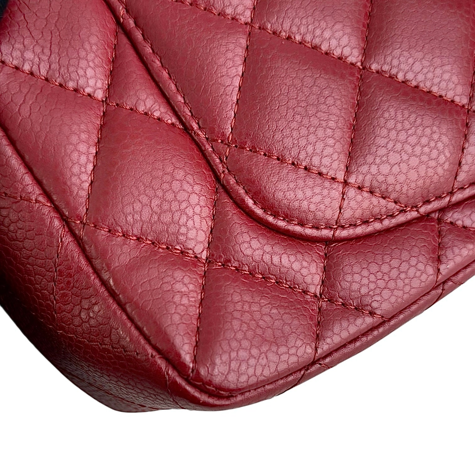 Chanel Classic Flap Mini - Caviar 20CM Quilted Dark Red Silver Hardware 17