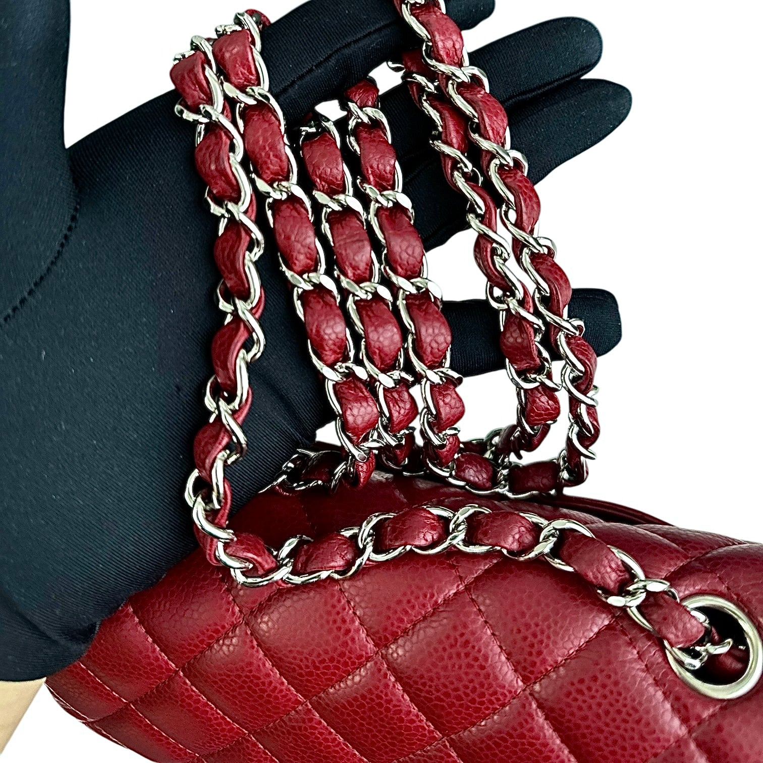 Chanel Classic Flap Mini - Caviar 20CM Quilted Dark Red Silver Hardware 17