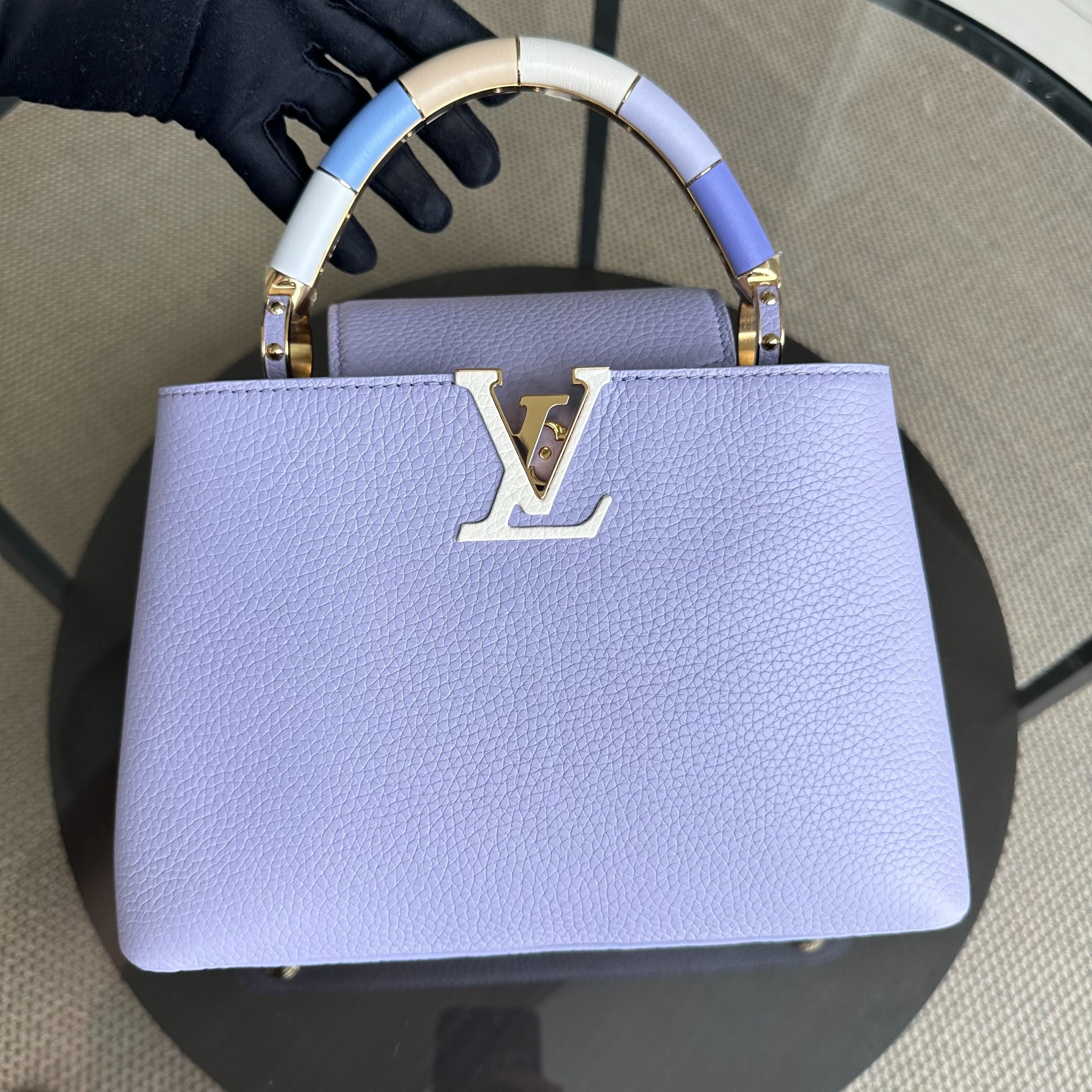 *2024 Receipt Full Set* LV Capucines BB Taurillon Leather Calfskin RFID Light Purple Louis Vuitton