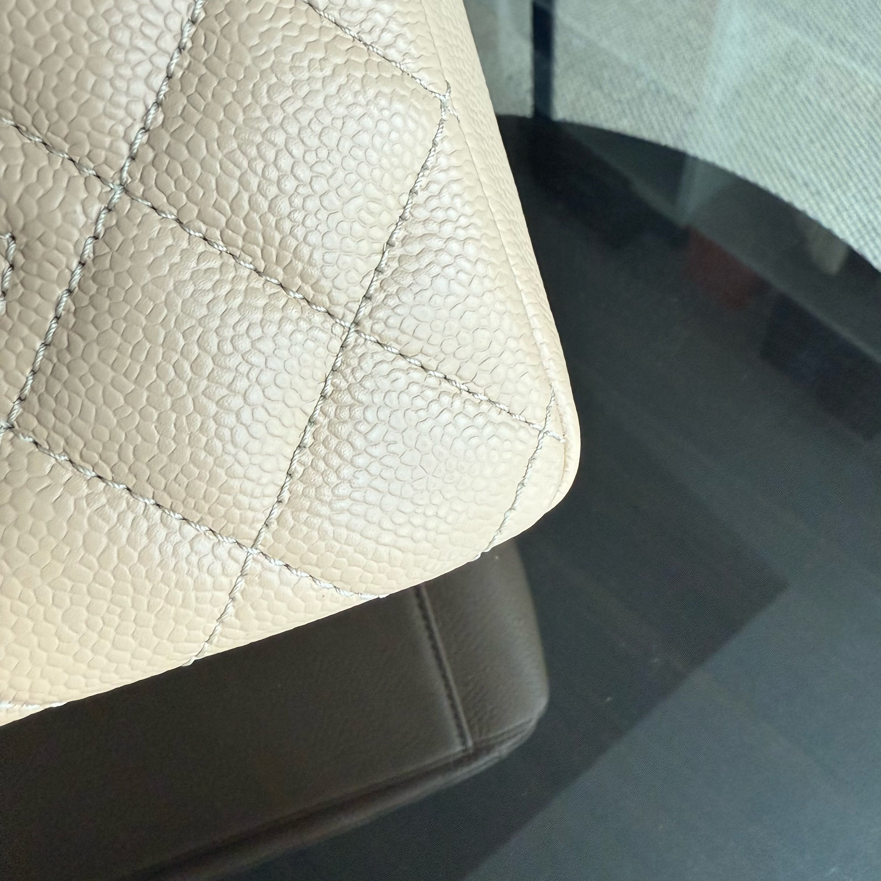 Chanel PST Petite Shopping Tote - Caviar Quilted Grained Calfskin Beige Gold Hardware Series 15