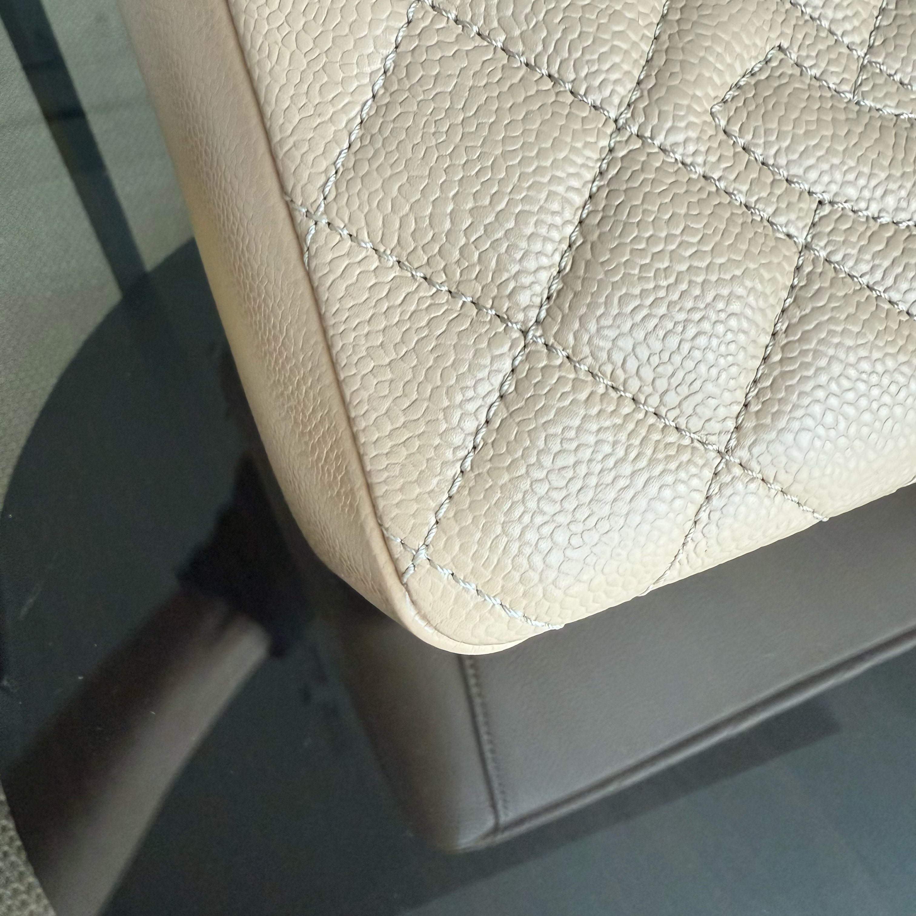Chanel PST Petite Shopping Tote - Caviar Quilted Grained Calfskin Beige Gold Hardware Series 15