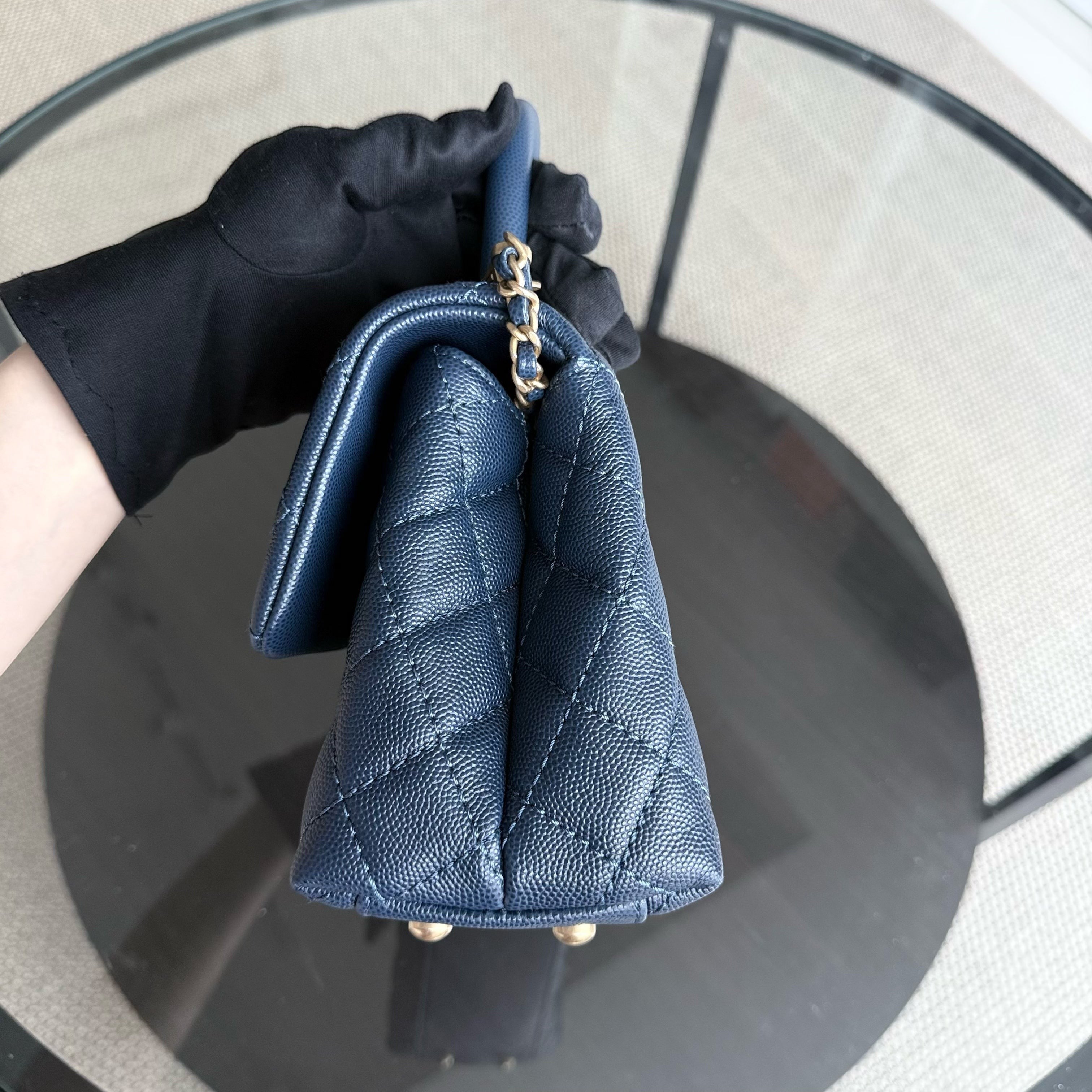 Chanel Coco Handle Small - Caviar Quilted Dark Blue Gold Hardware Series 25