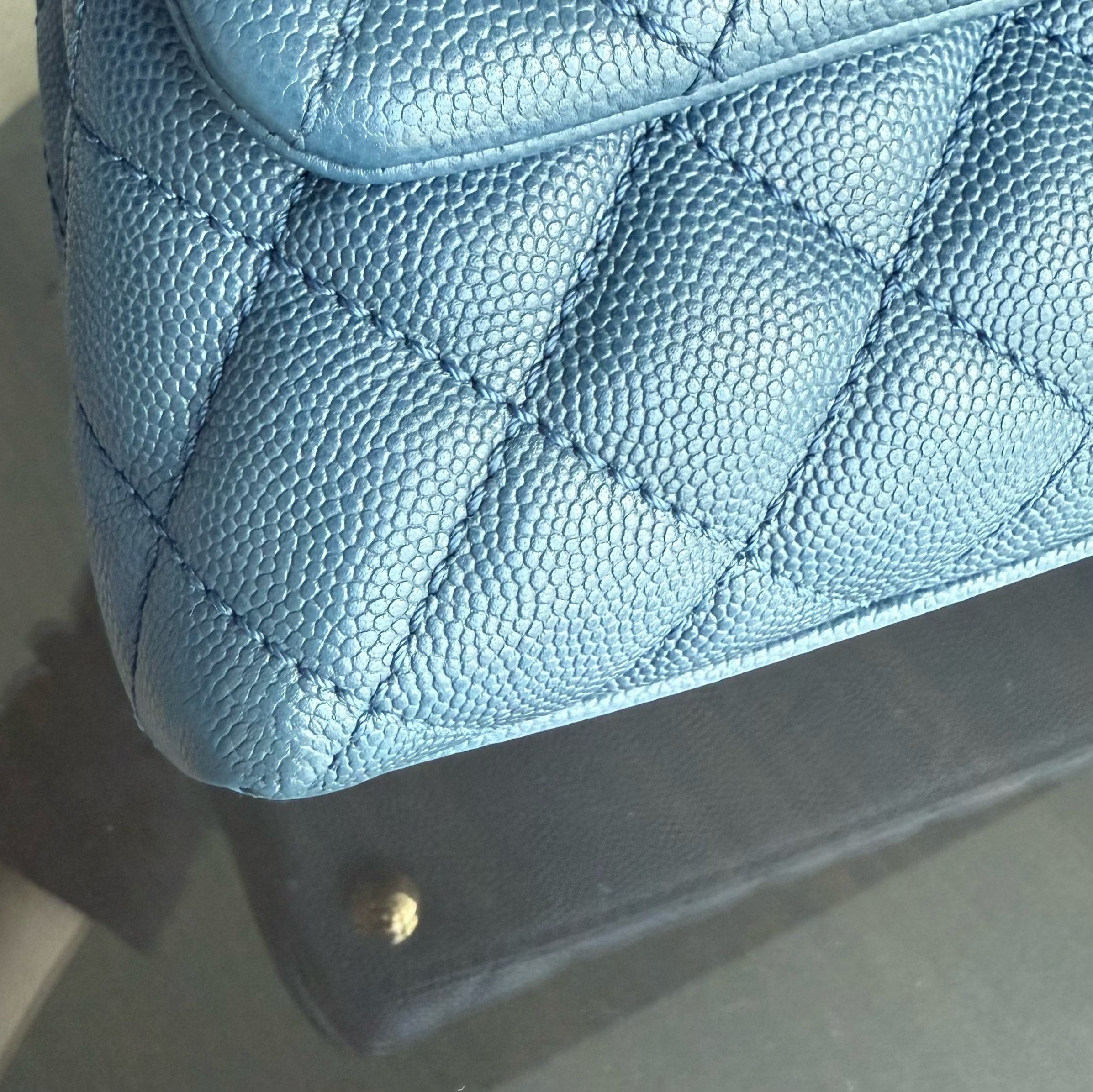 Chanel Coco Handle Small - Caviar Quilted Grained Calfskin Blue Gold Hardware Series 24